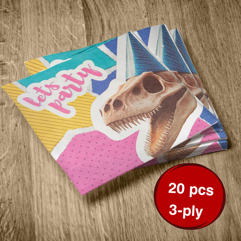 Dino skeleton napkins 3 ply multicolored 20 pack 4