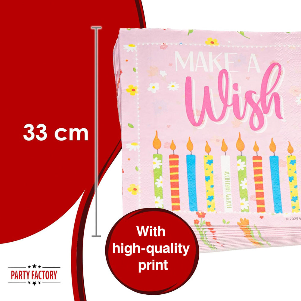 Paper napkins Happy Birthday pink 3 ply 20 pack 2