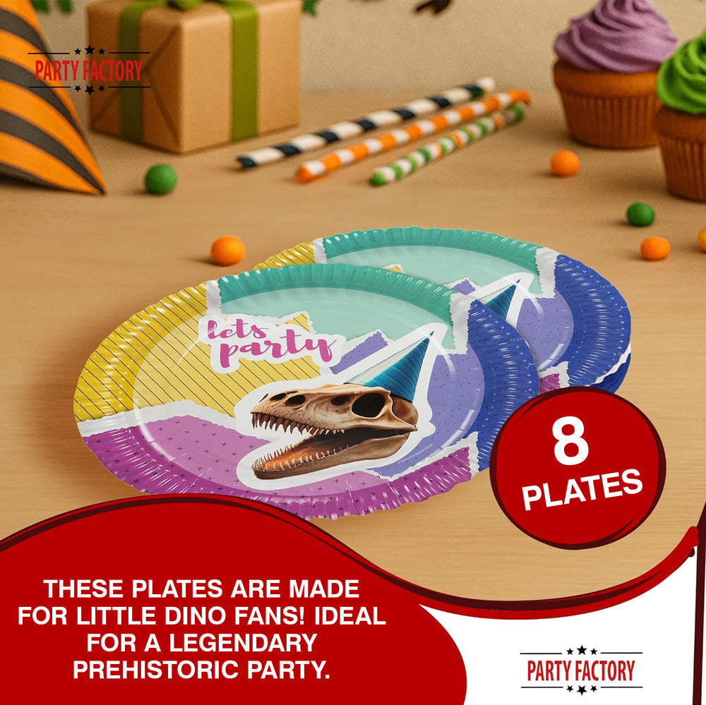 Dino skeleton plates 9 in. multicolored 8 pack 3