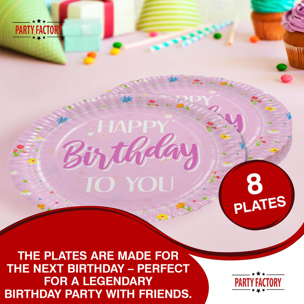 Paper plates Happy Birthday pink 9 in. 8 pack 3