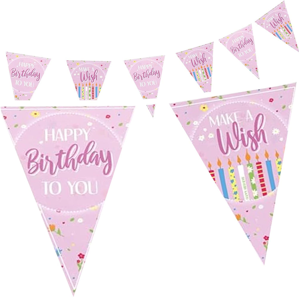 Happy Birthday pink pennant banner pink 16 ft