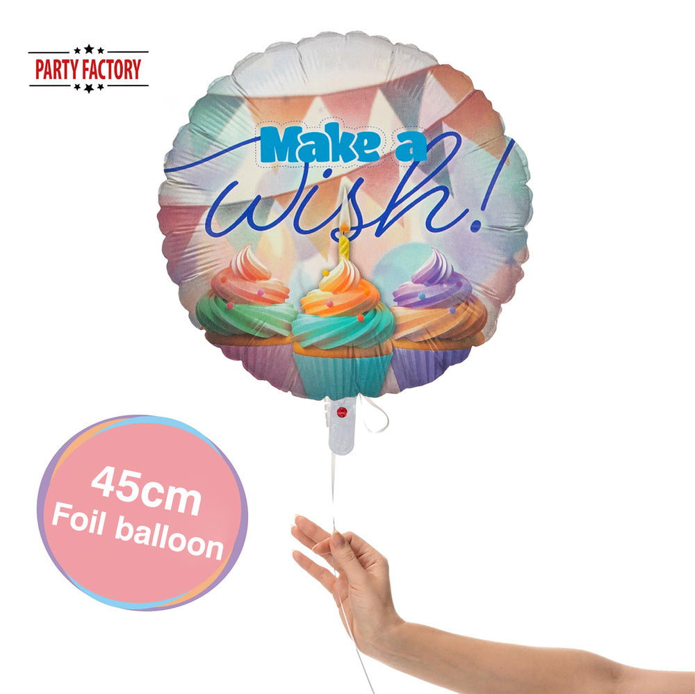 Foil balloon Happy Birthday party pastel 17 in. round Make a wish 2