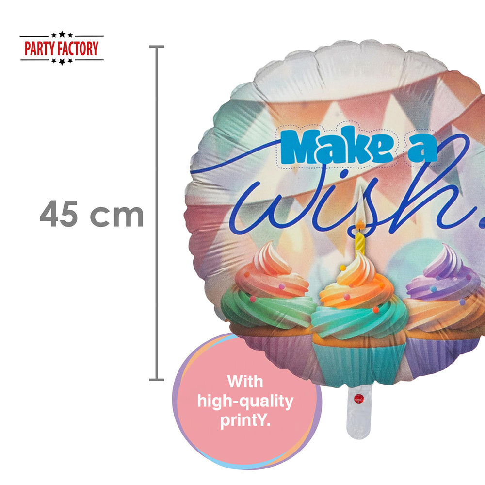 Foil balloon Happy Birthday party pastel 17 in. round Make a wish 4
