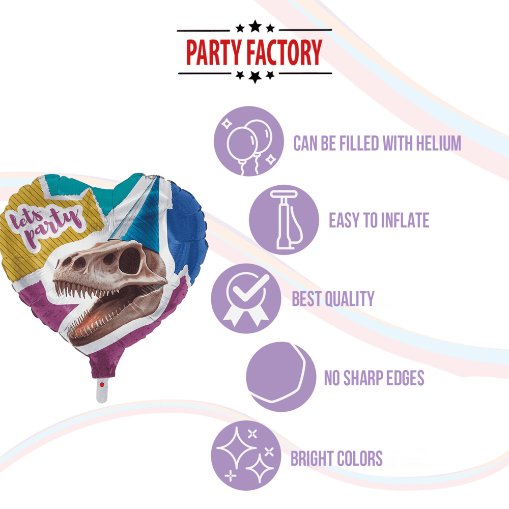 Dino skeleton heart foil balloon multicolored 17 in. 5