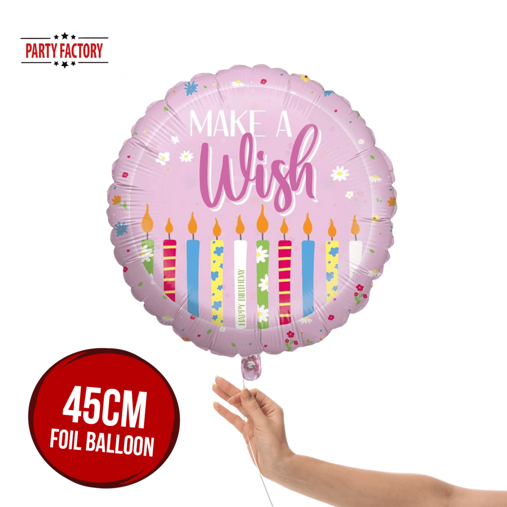 Foil balloon Make a wish pink 17 in. round party balloon 2