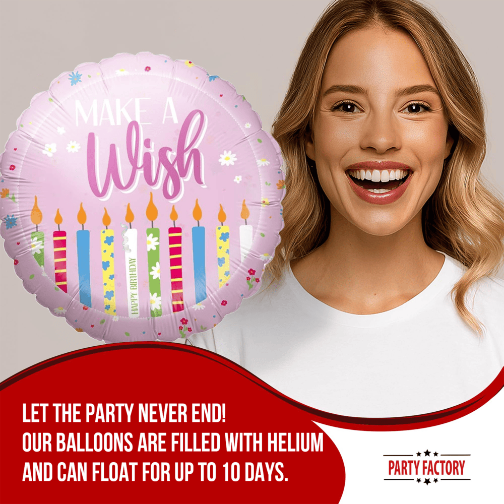 Foil balloon Make a wish pink 17 in. round party balloon 3