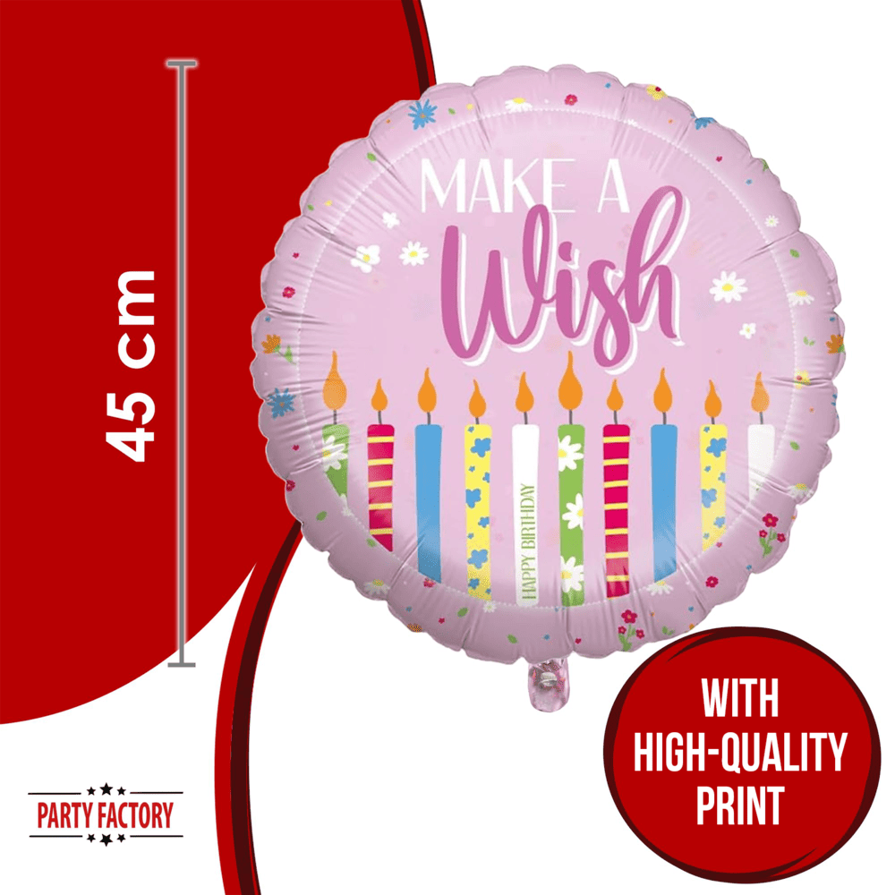 Foil balloon Make a wish pink 17 in. round party balloon 4