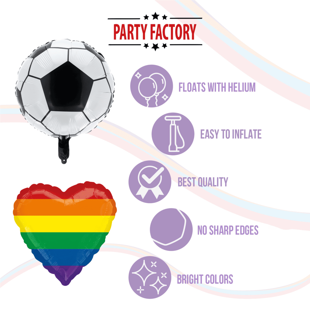 Soccer foil balloon ball black white 17 in. round 5