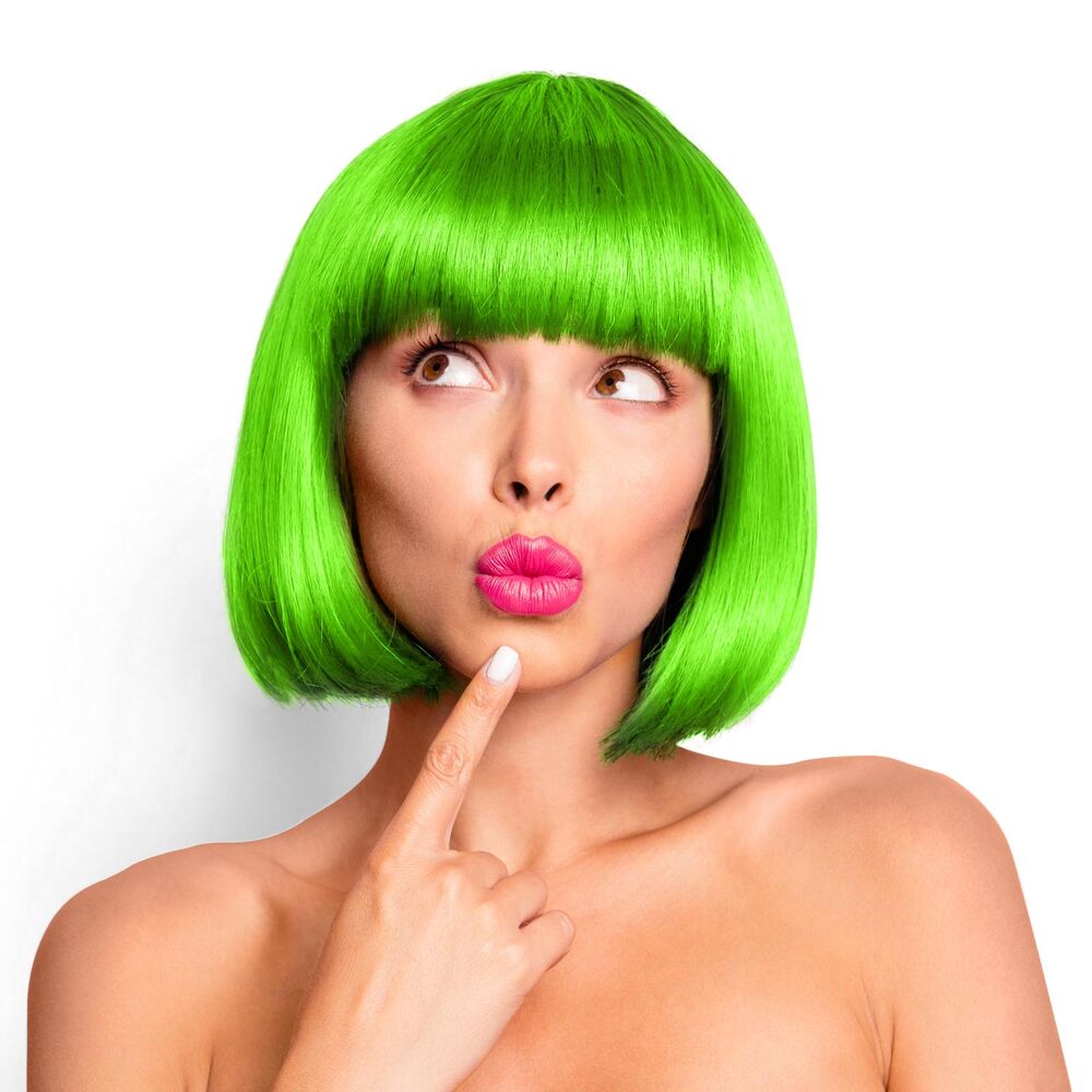 Light green bob wig for costumes and parties