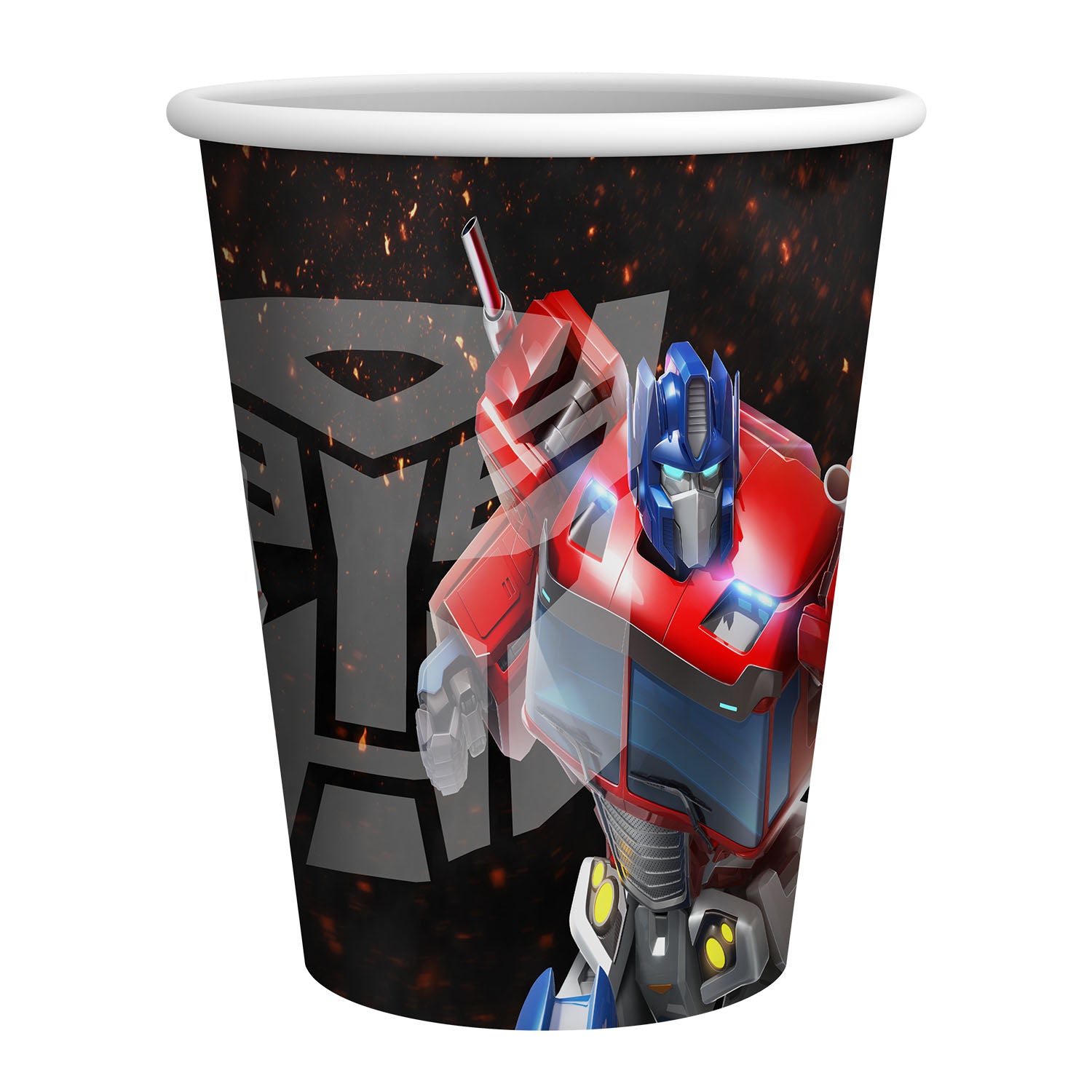 Transformers paper cups black 8.4 oz 8 pack