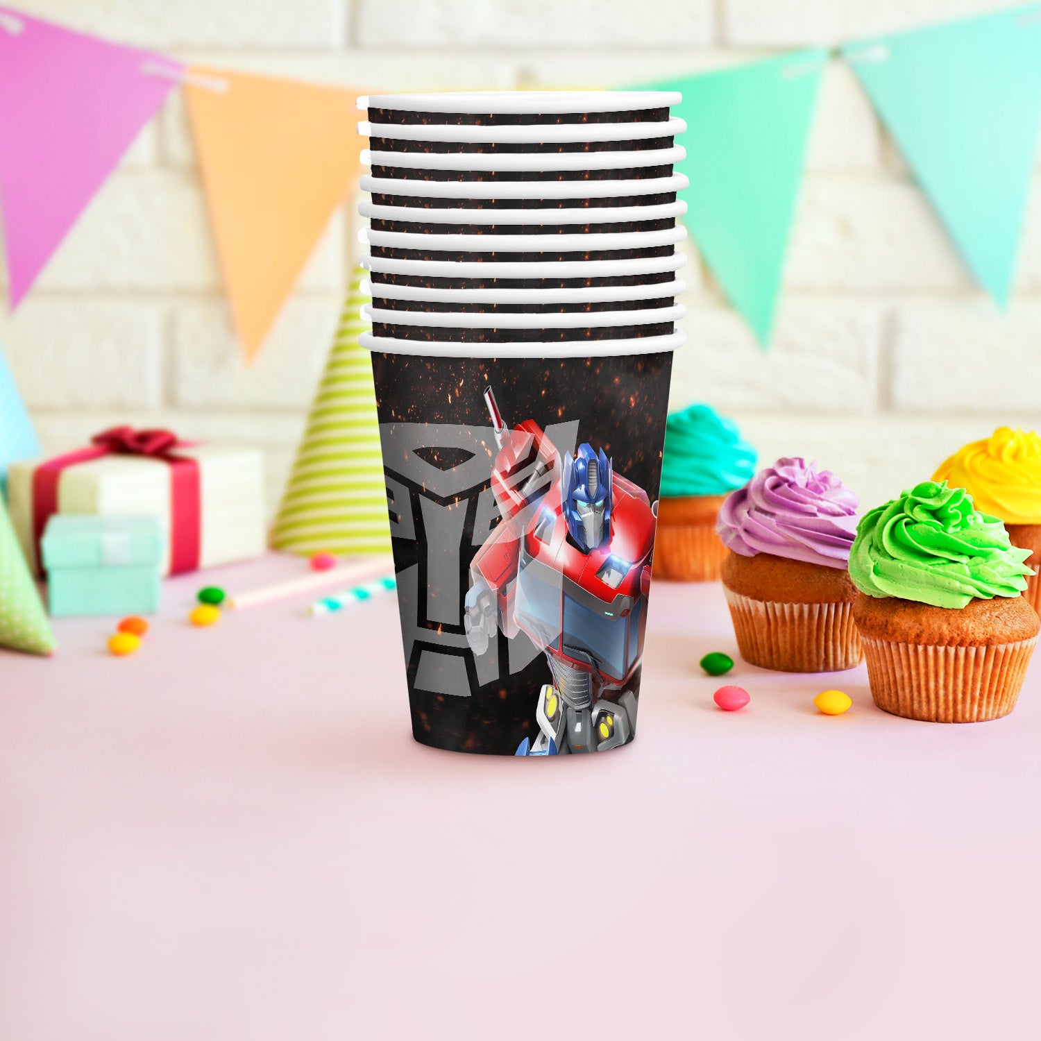 Transformers paper cups black 8.4 oz 8 pack 2