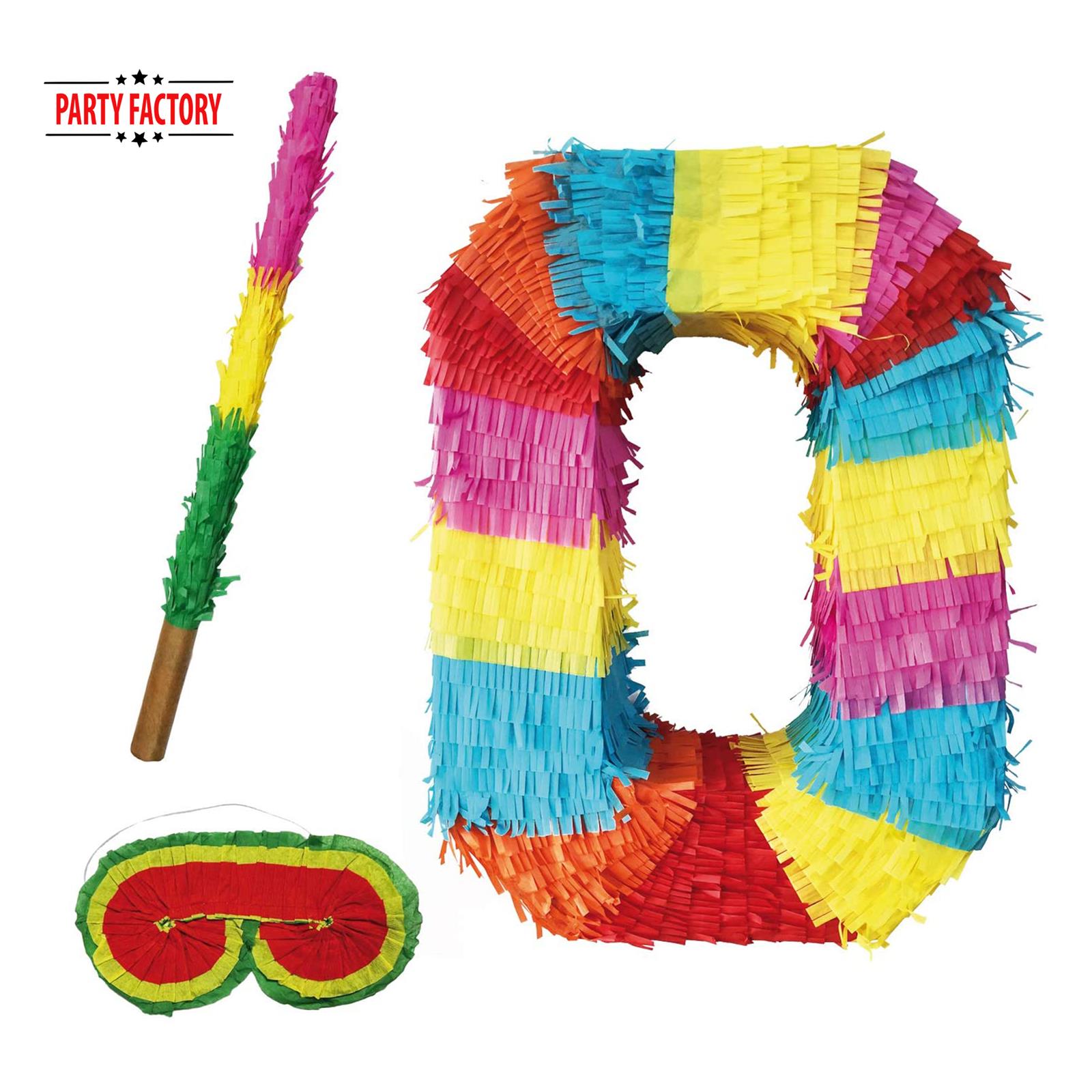 Pinata Numbers set 0-9 + Stick + eye mask for kids 16.68 x 13.77 x 3.14 in. No. 0 2