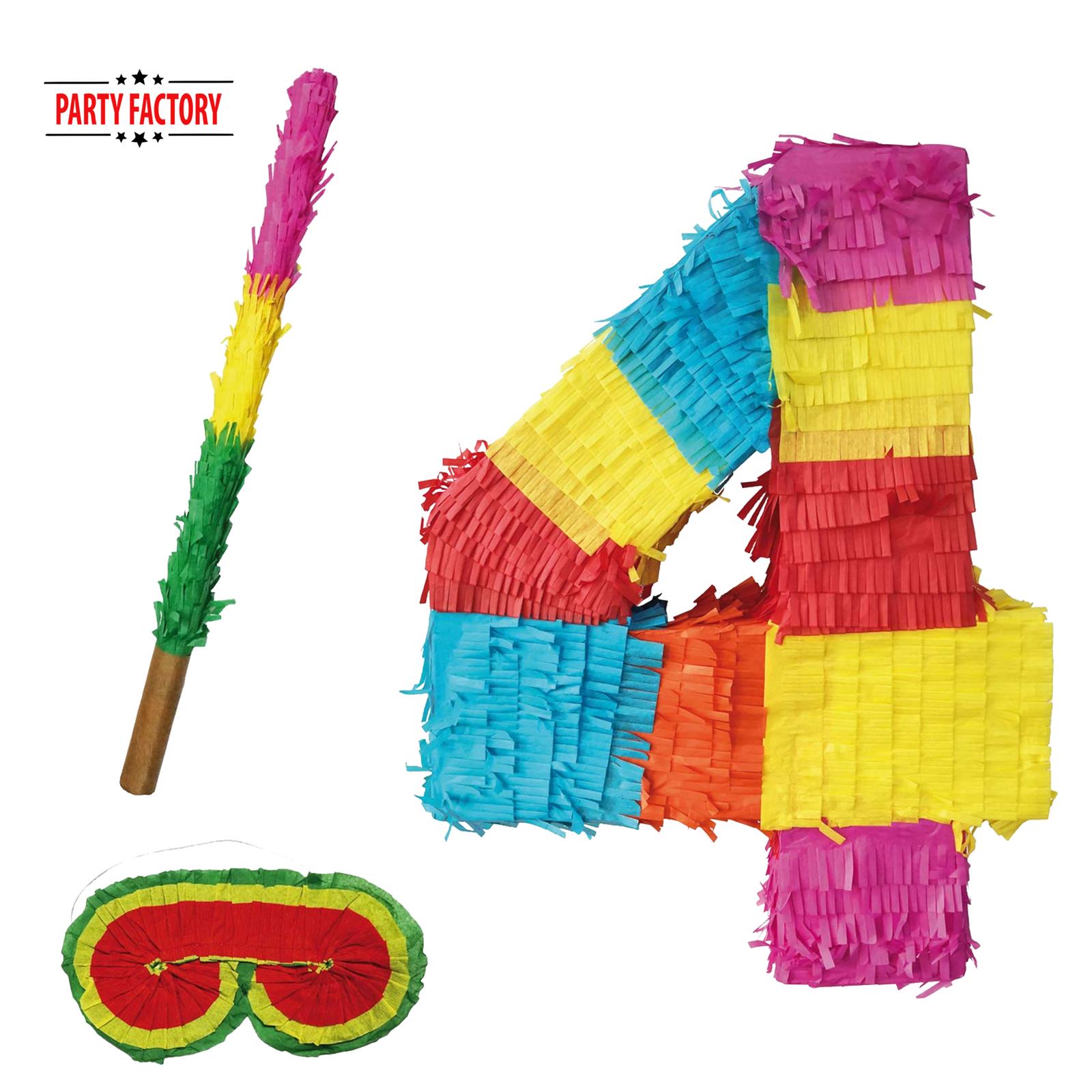 Pinata numbers set 0-9 + stick + eye mask children's birthday punch pinata 16.68 x 13.77 x 3.14 inches decoration birthday decoration (4) 2