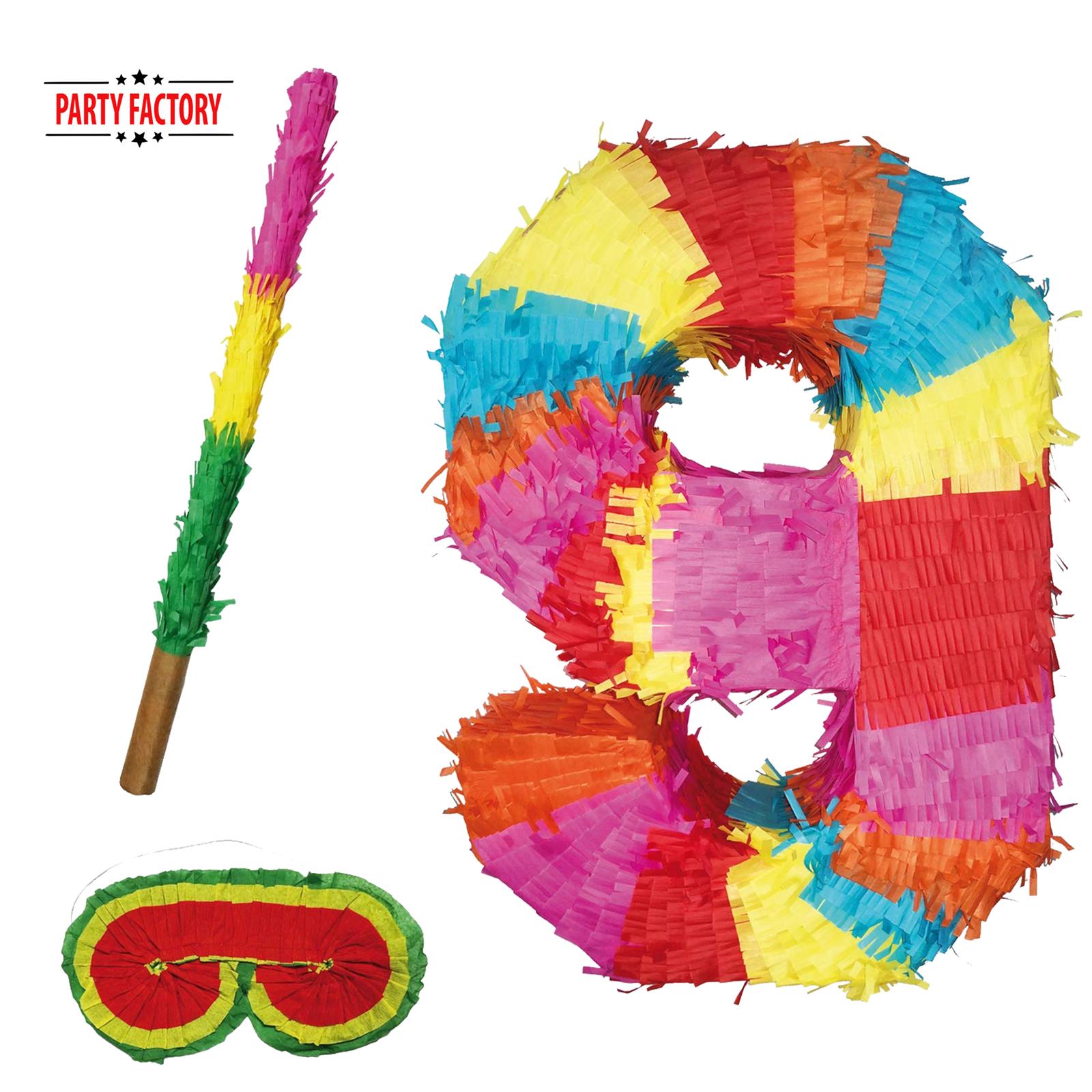 Pinata numbers set 0-9 + stick + eye mask children's birthday punch pinata 16.68 x 13.77 x 3.14 inches decoration birthday decoration (9) 2