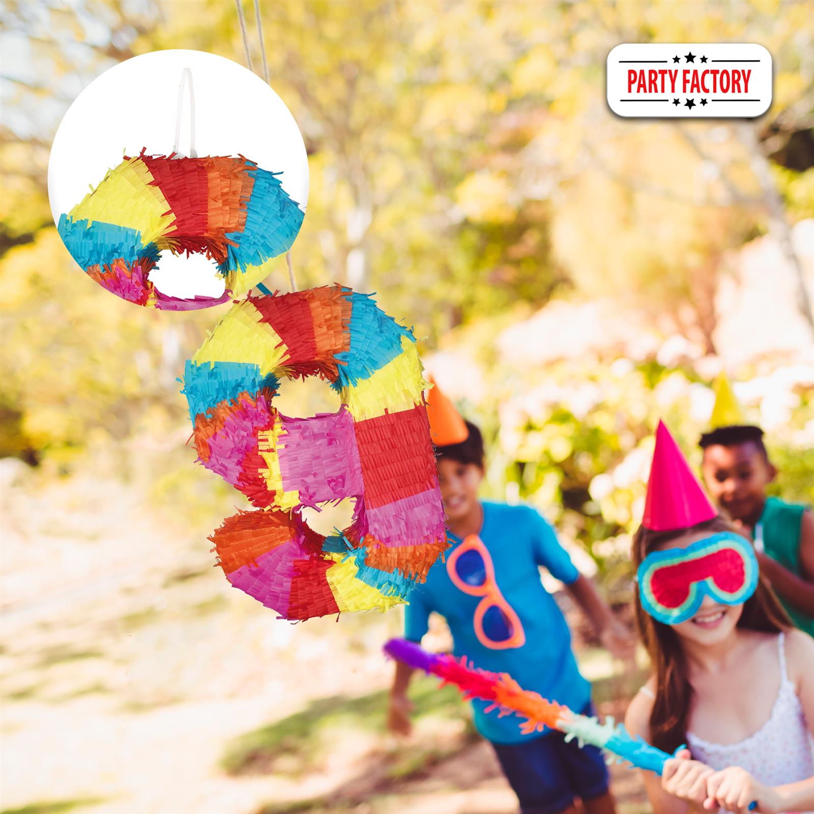 Pinata numbers set 0-9 + stick + eye mask children's birthday punch pinata 16.68 x 13.77 x 3.14 inches decoration birthday decoration (9) 3