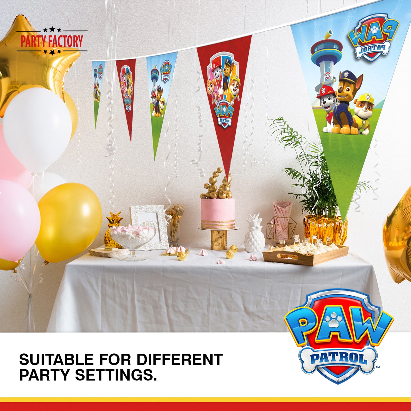 Paw Patrol pennant banner multicolored party garland 16 ft 4