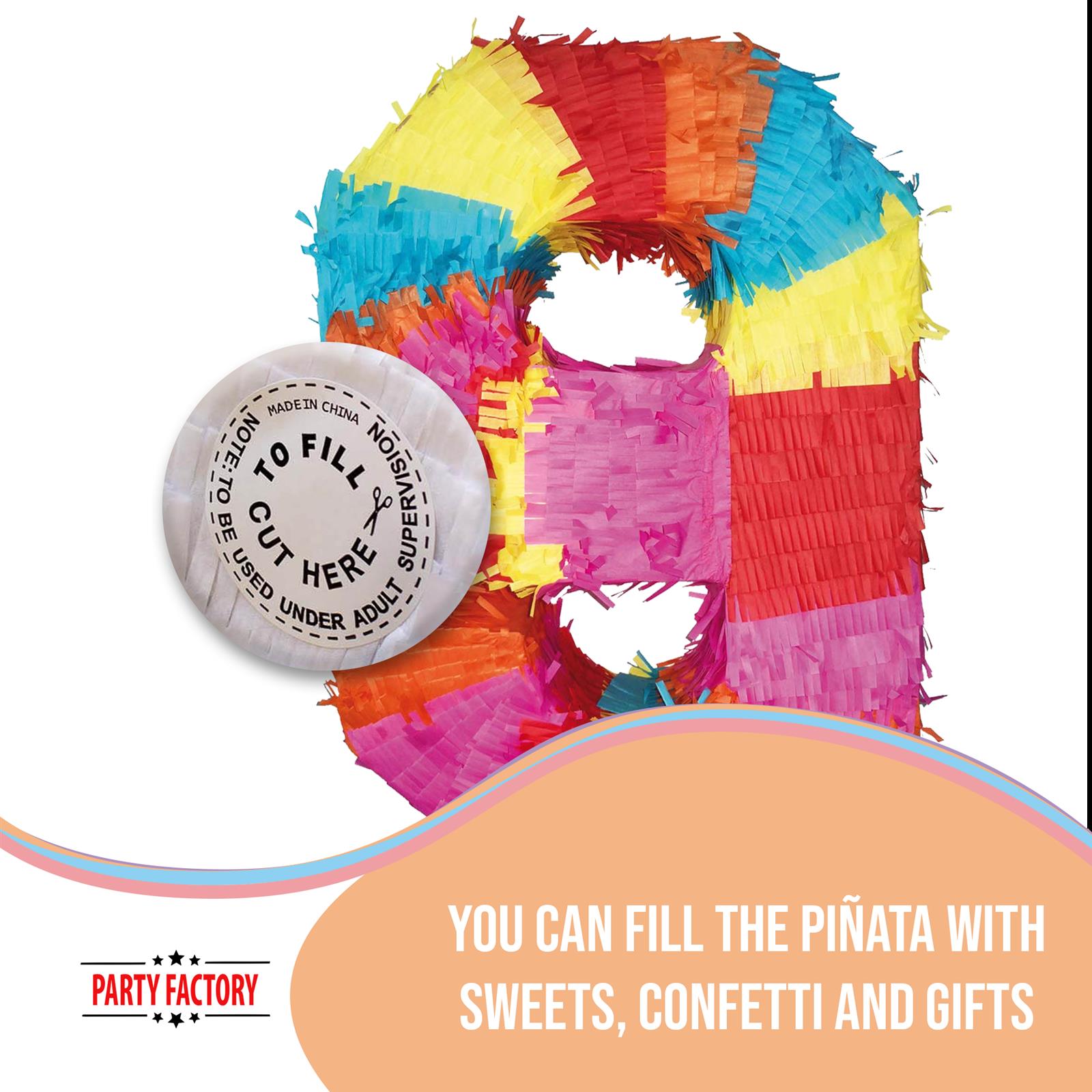Pinata numbers set 0-9 + stick + eye mask children's birthday punch pinata 16.68 x 13.77 x 3.14 inches decoration birthday decoration (9) 6