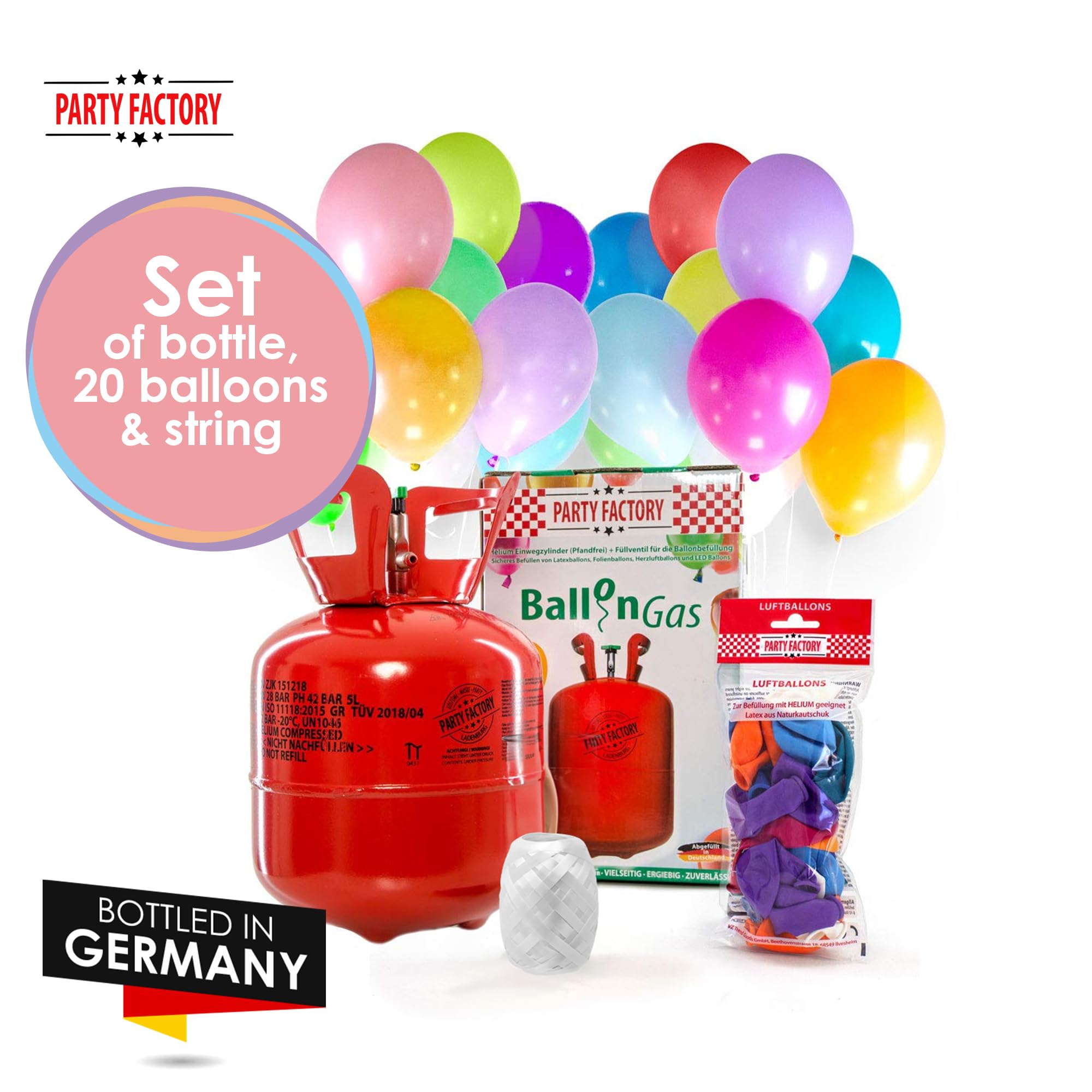 Helium tank for 20 balloons incl 20 latex balloons 2