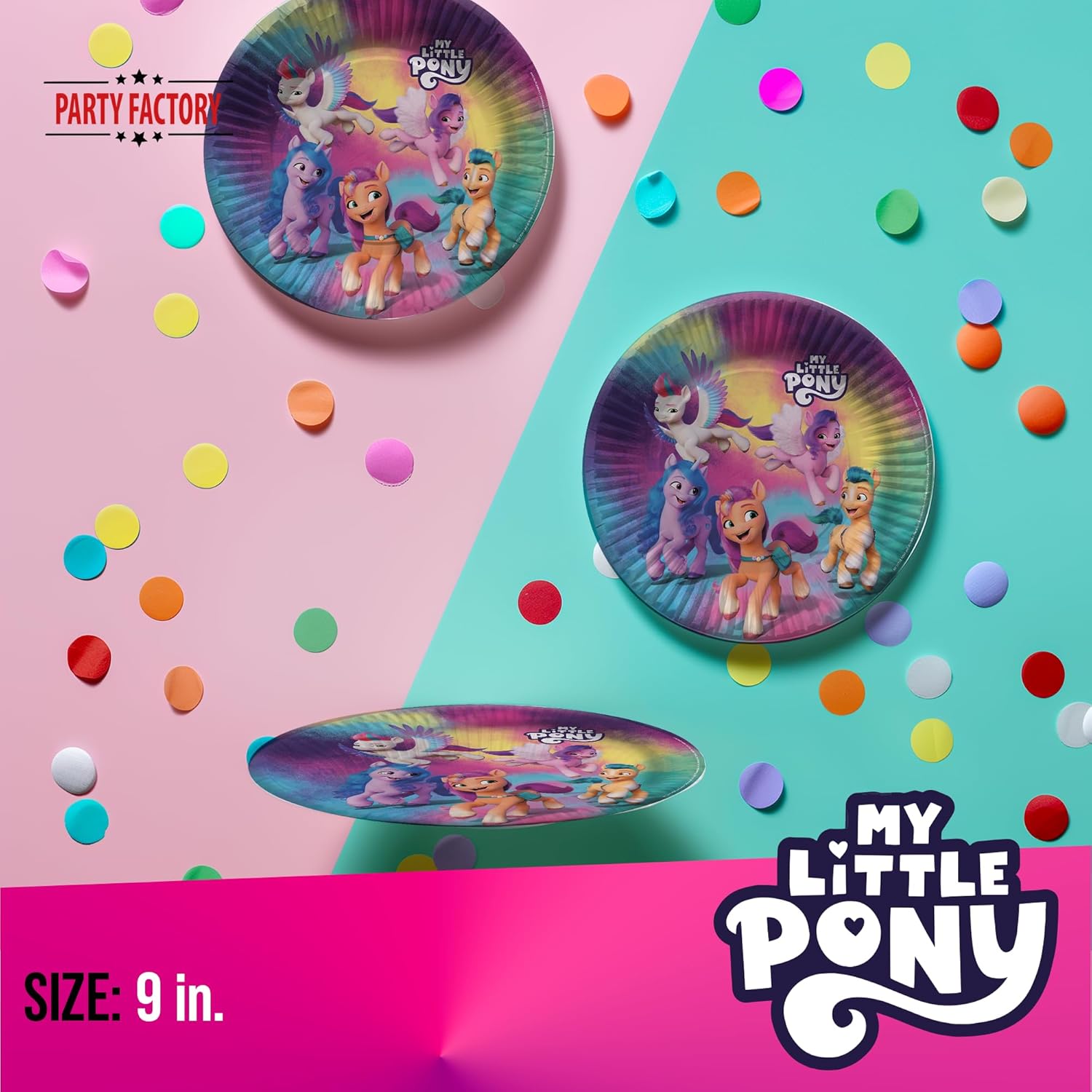 My little Pony  8x paper plates disposable plates colorful 9 in. 3