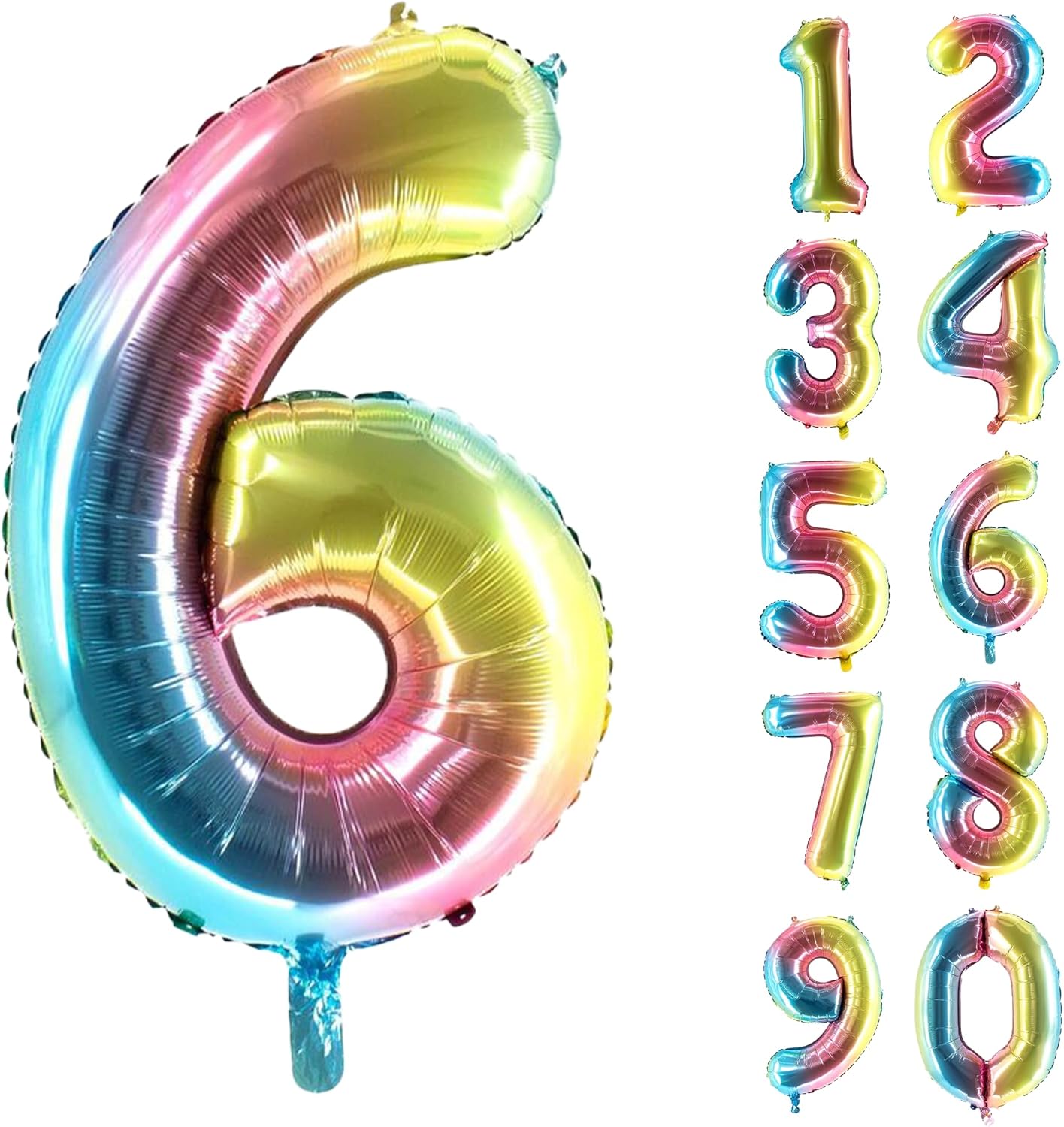 XXL foil balloon number 6 multicolor 40 in