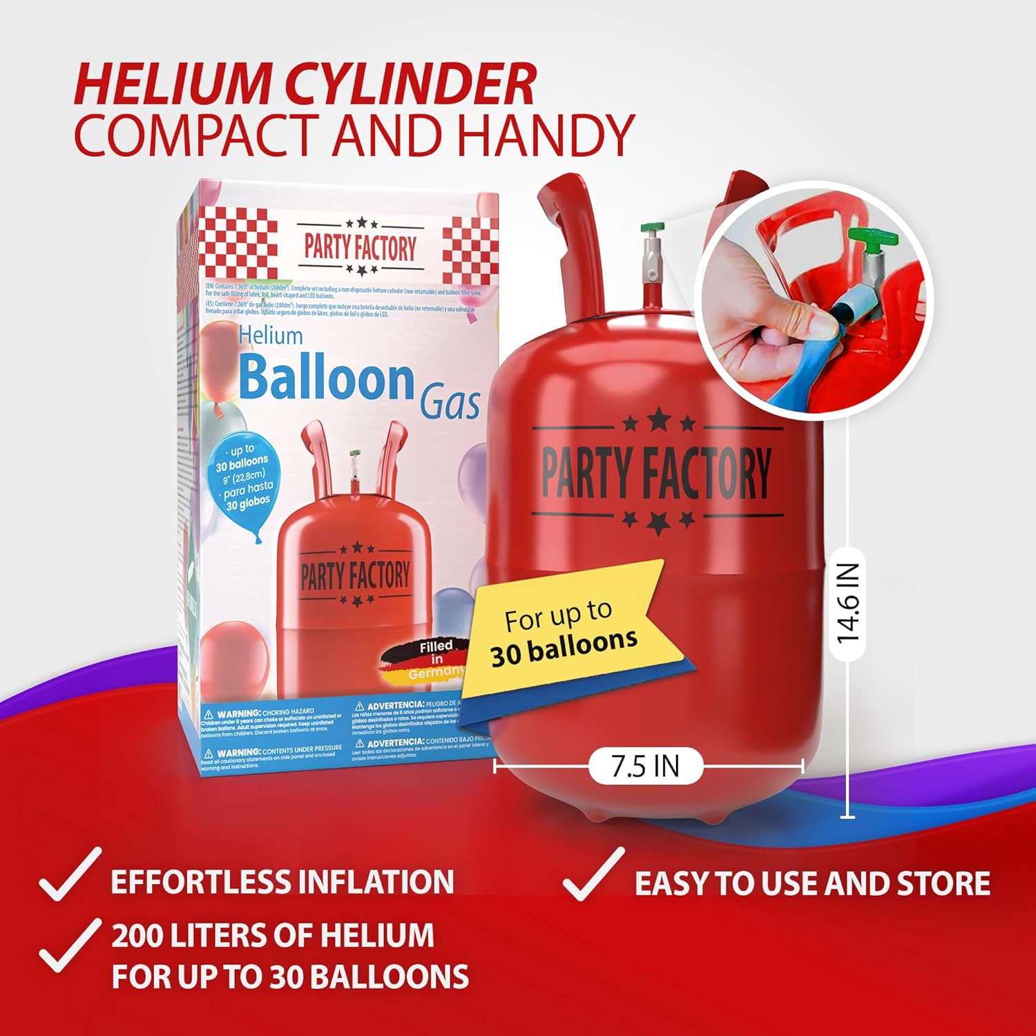 Helium tank for 30 latex balloons 6