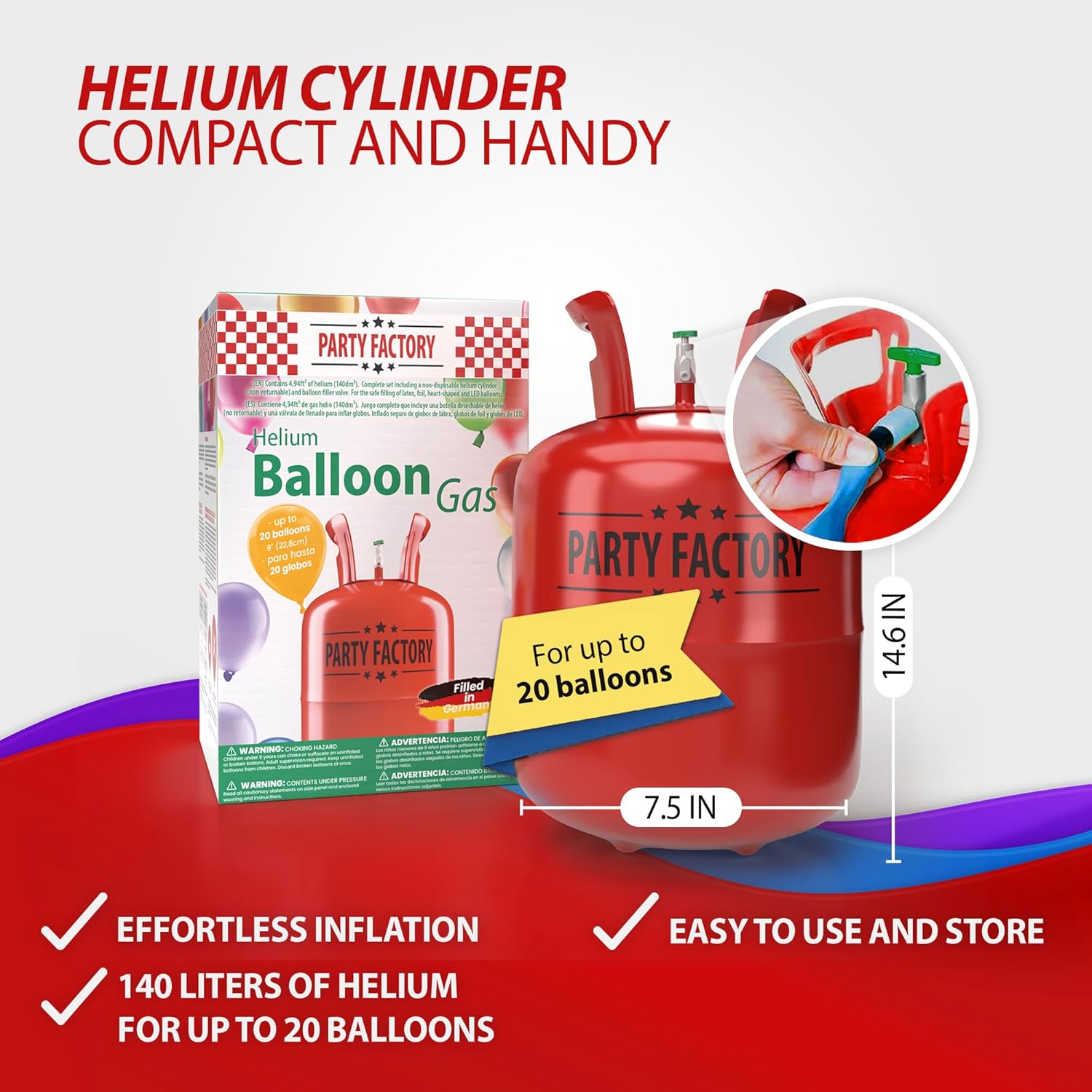 Helium tank for 20 balloons helium cylinder 5 cu. ft. gas 5