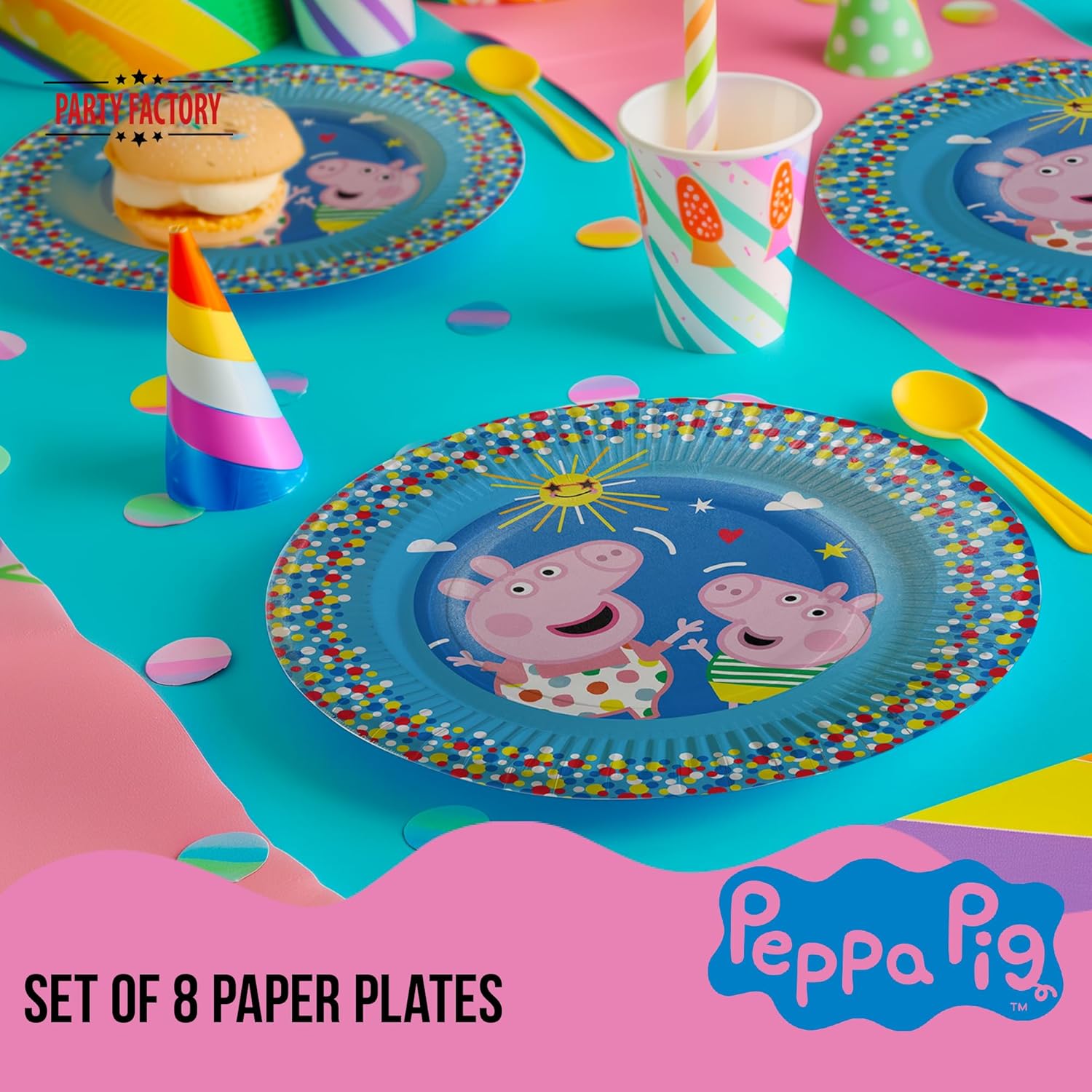 Peppa Pig  8 x paper plates disposable plates colorful 9 in. 2