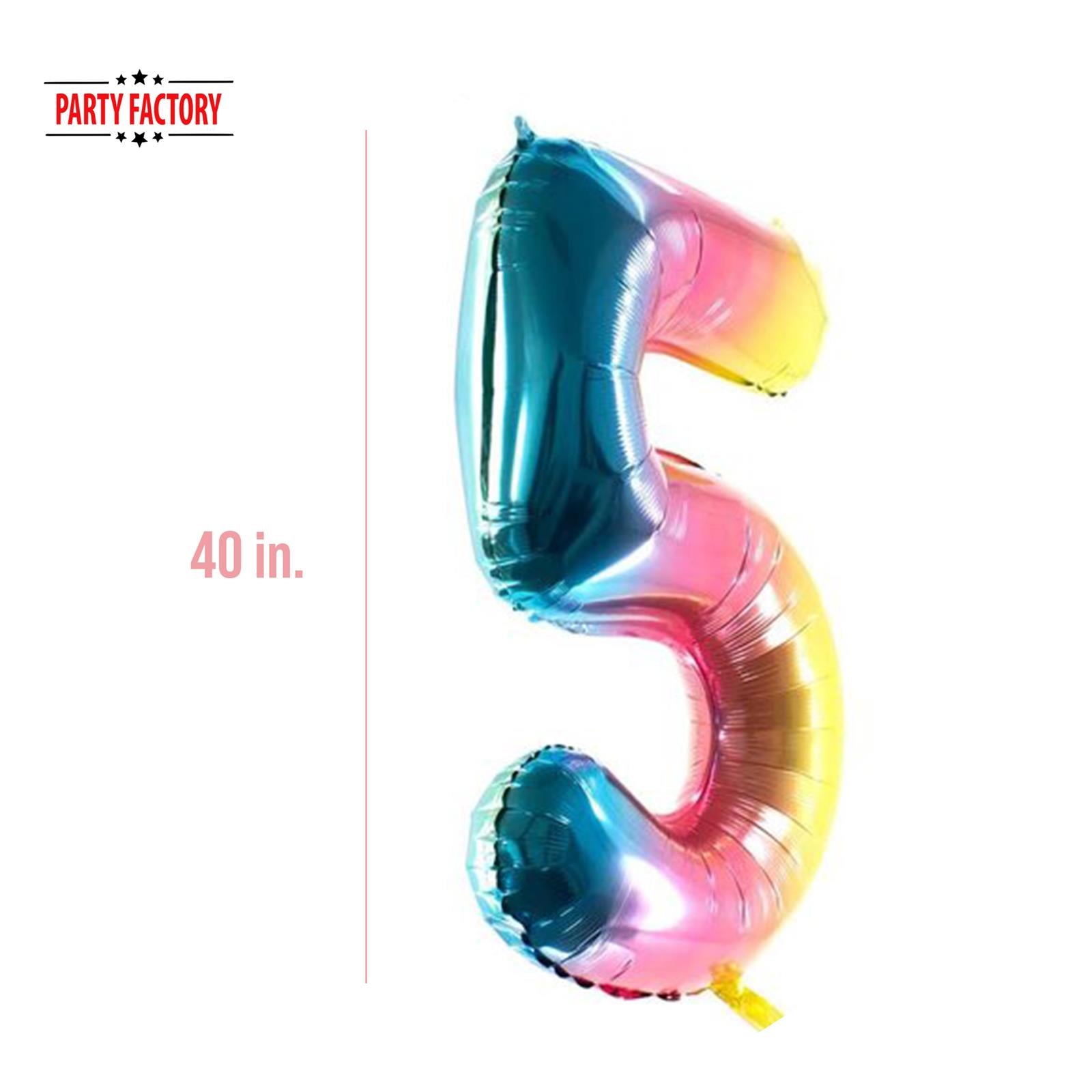 XXL foil balloon number 5 multicolor 40 in 3