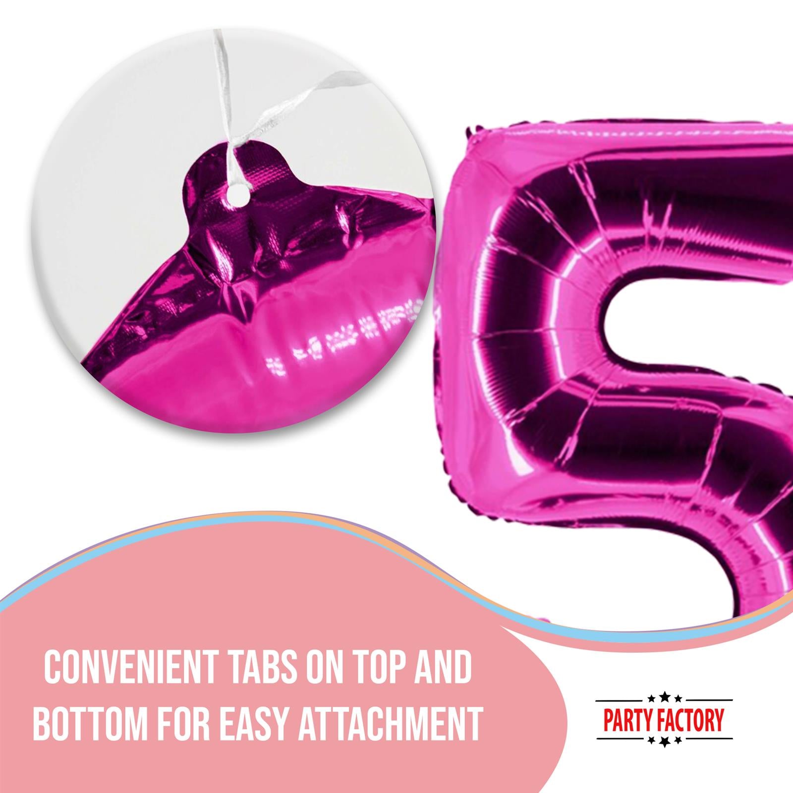 XXL foil balloon number 5 pink 40 in 5