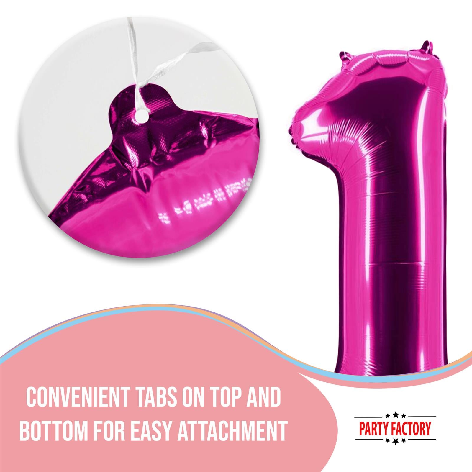 XXL foil balloon number 1 pink 40 in 5