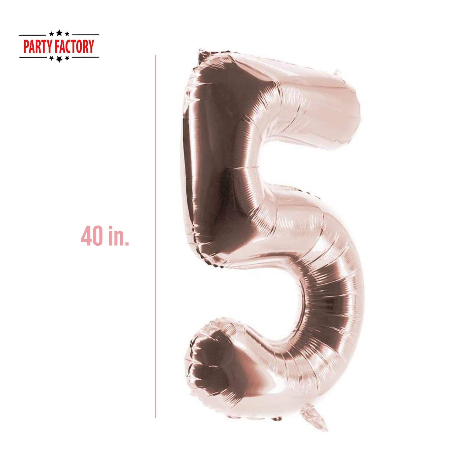XXL foil balloon number 5 rose gold 40 in 3