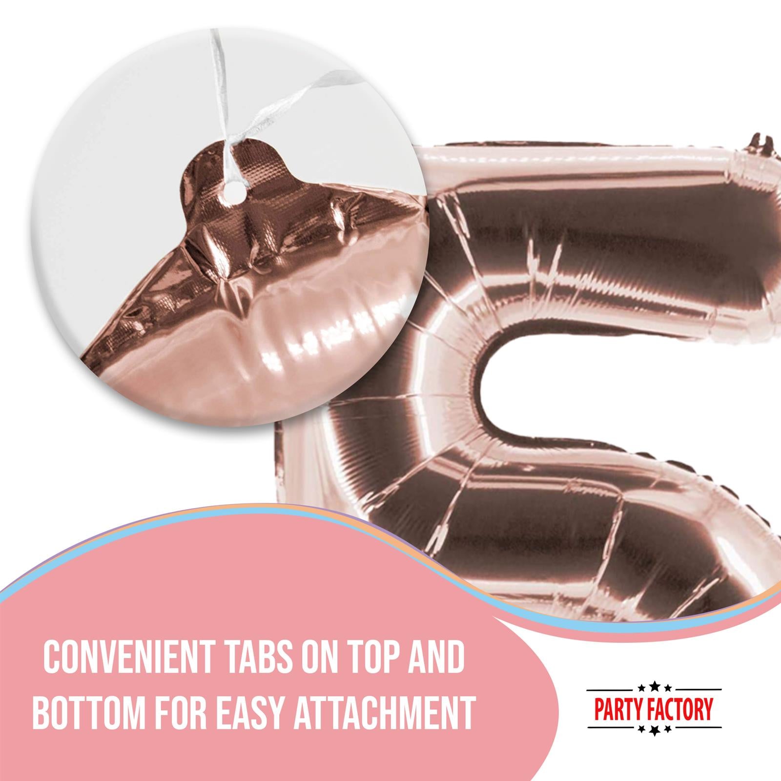 XXL foil balloon number 5 rose gold 40 in 5