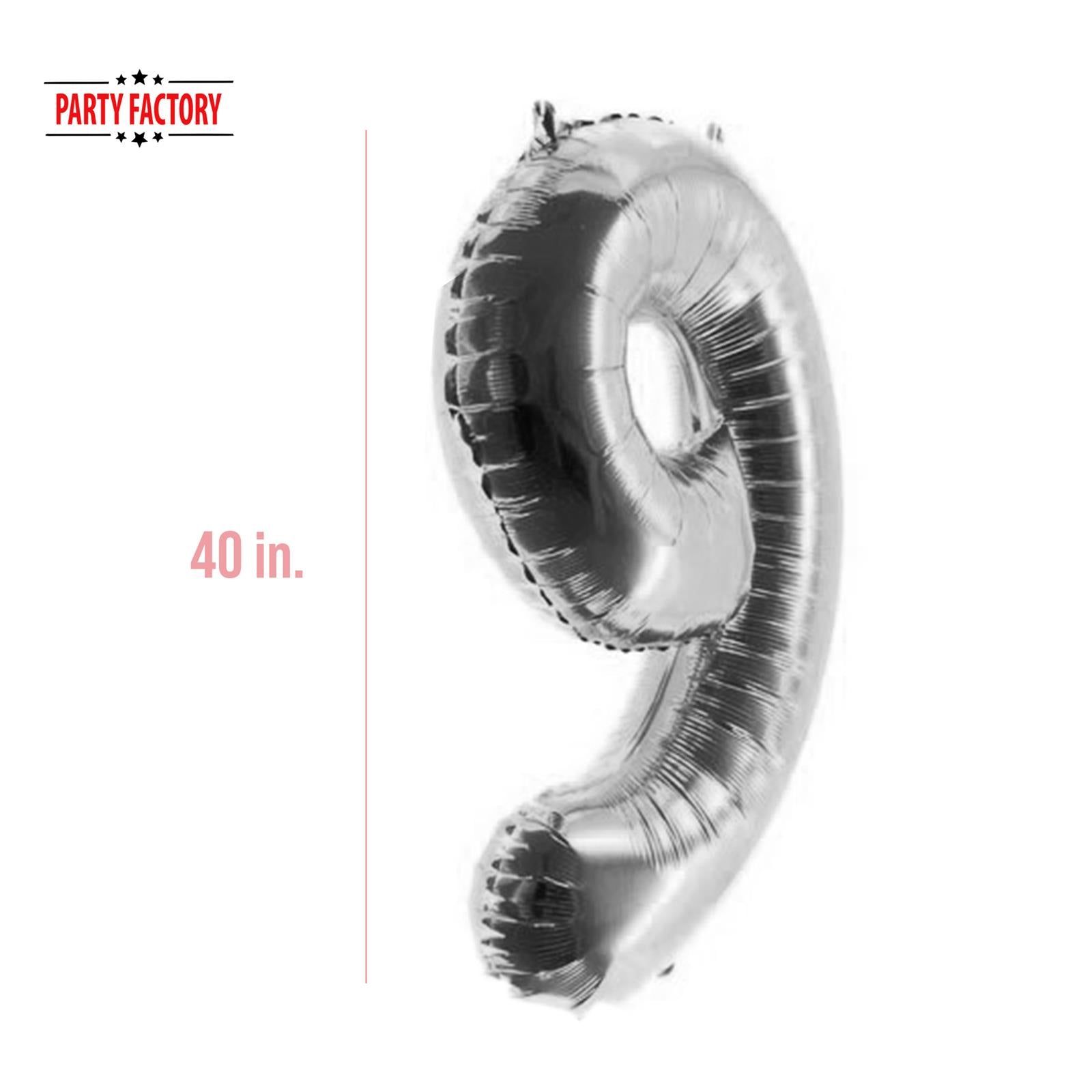 XXL foil balloon number 9 silver 40 in 3