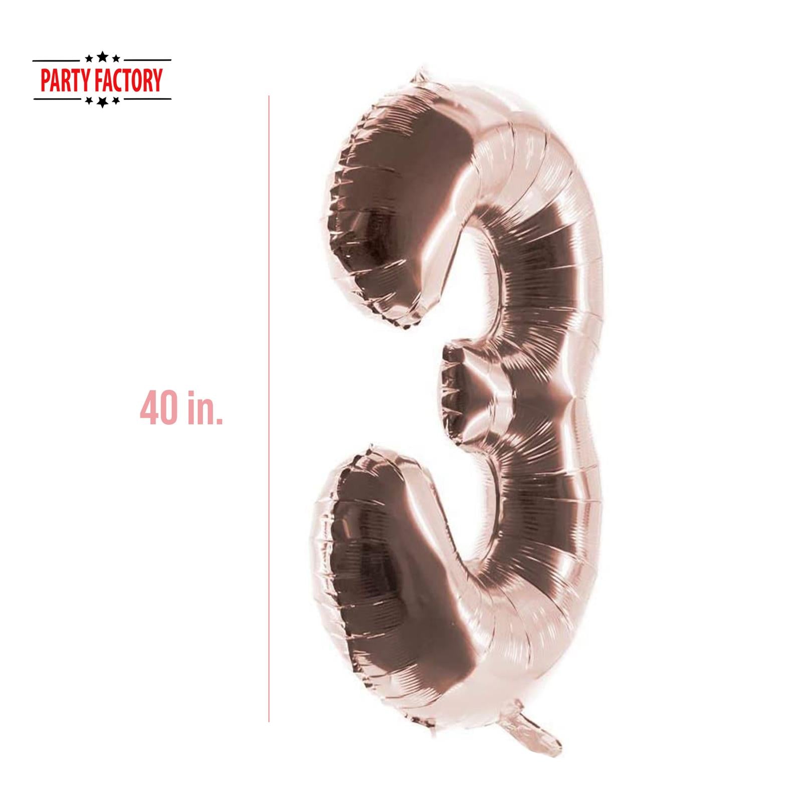 XXL foil balloon number 3 rose gold 40 in 3