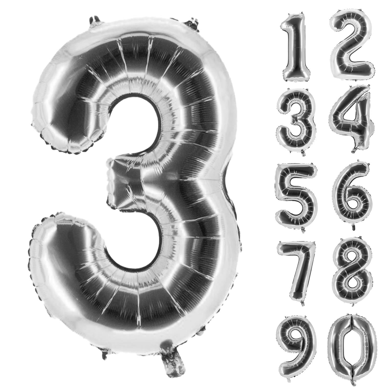 XXL foil balloon number 3 silver 40 in