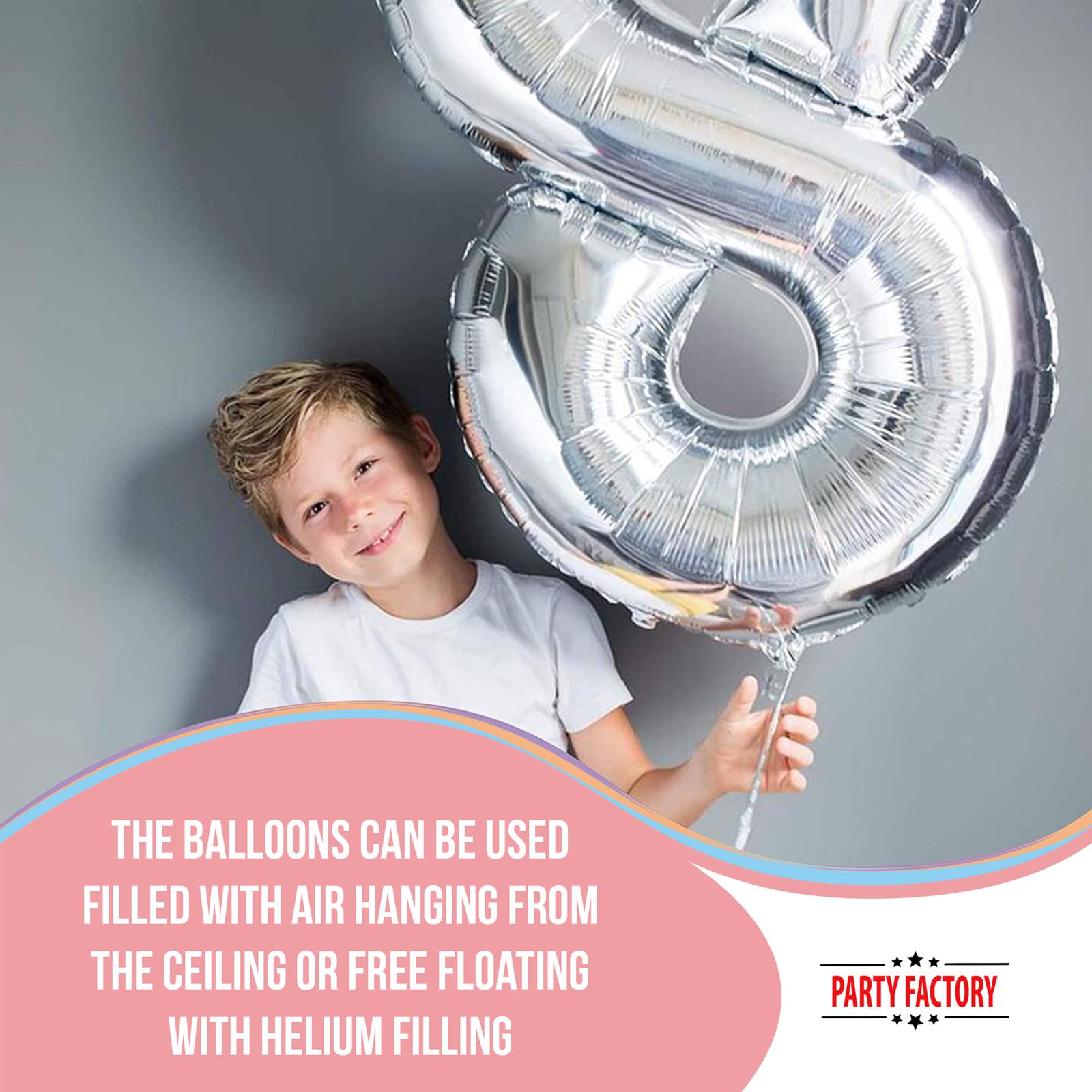 XXL foil balloon number 3 silver 40 in 6