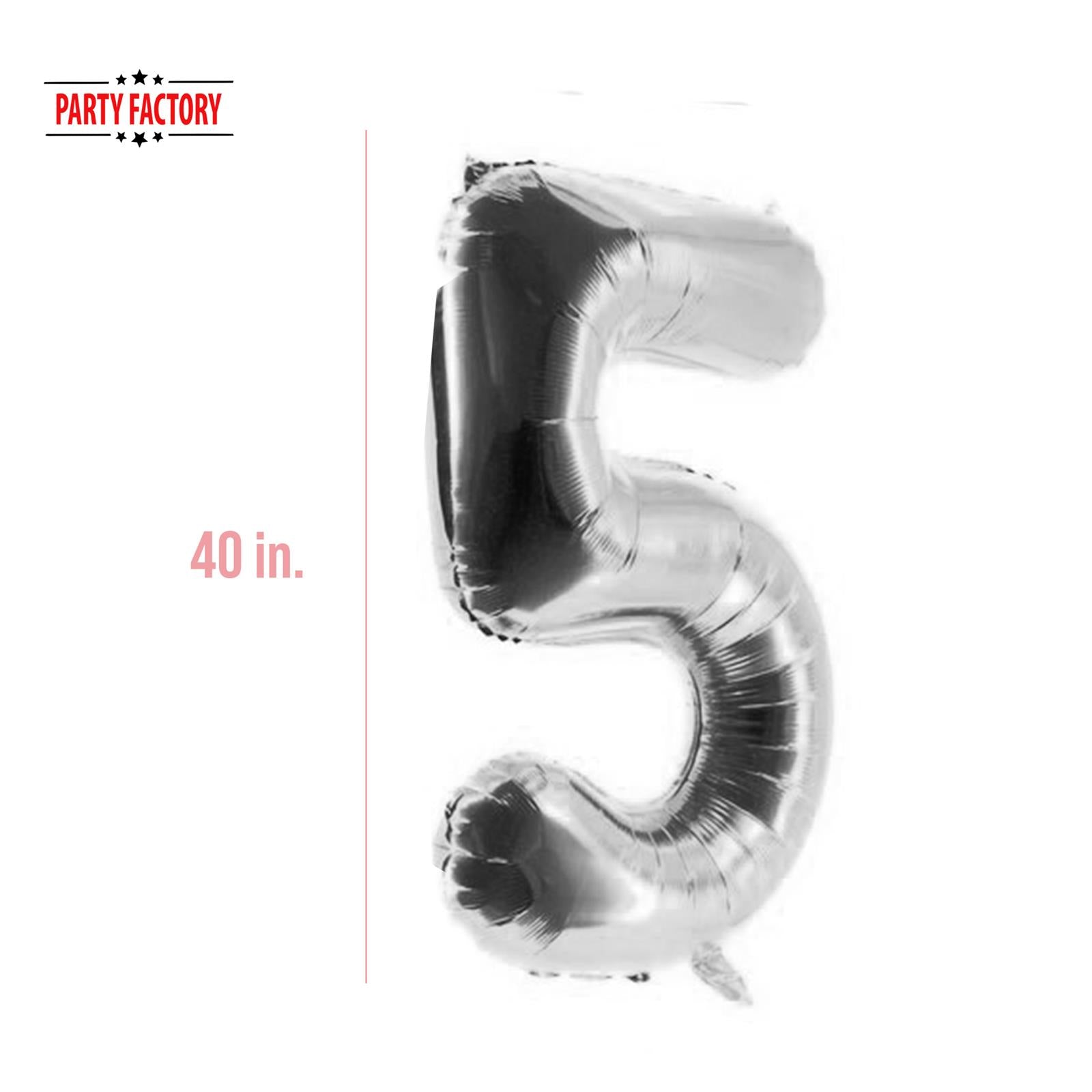 XXL foil balloon number 5 silver 40 in 3
