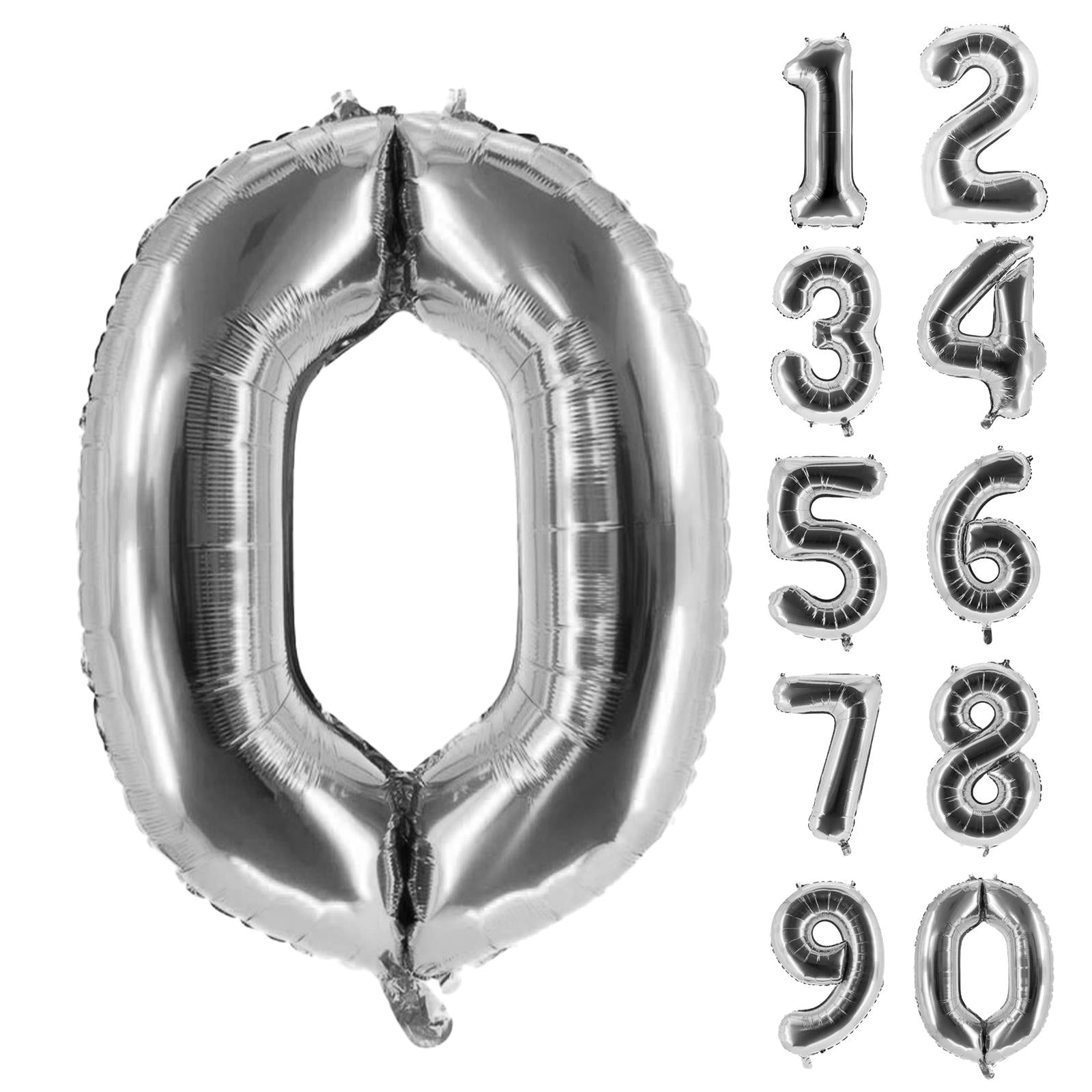 XXL foil balloon number 0 silver 40 in