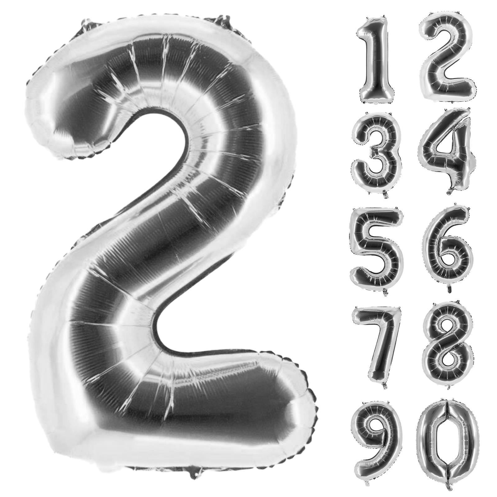 XXL foil balloon number 2 silver 40 in