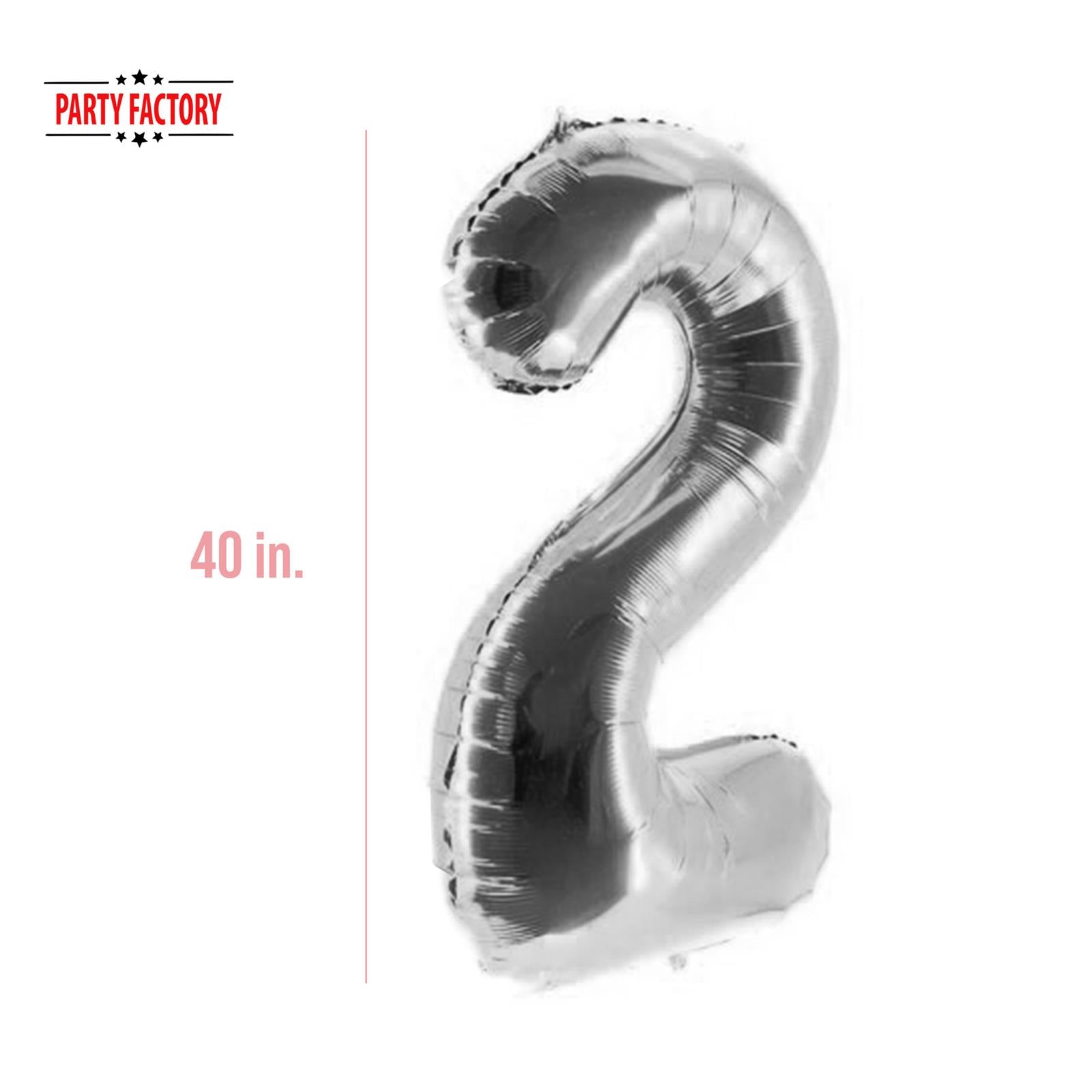 XXL foil balloon number 2 silver 40 in 3