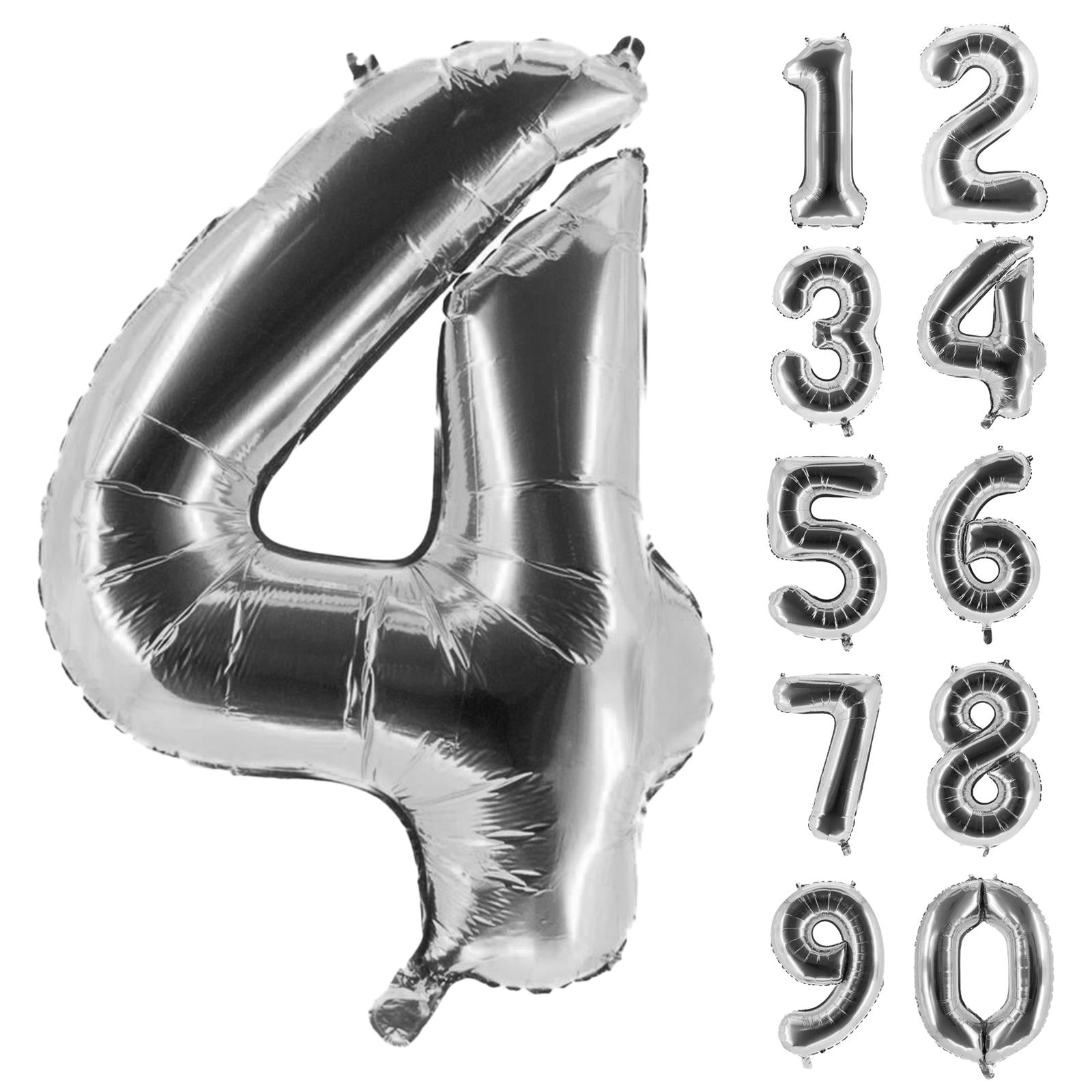 XXL foil balloon number 4 silver 40 in