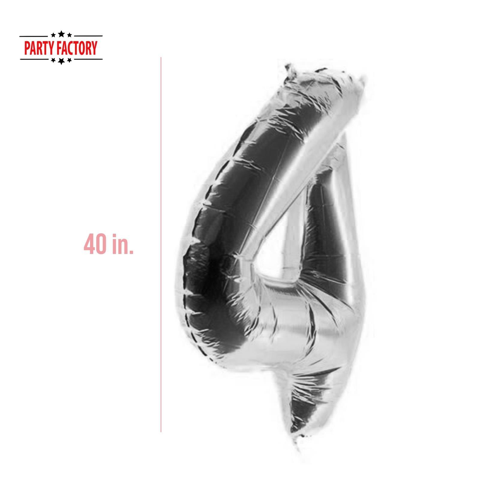XXL foil balloon number 4 silver 40 in 3