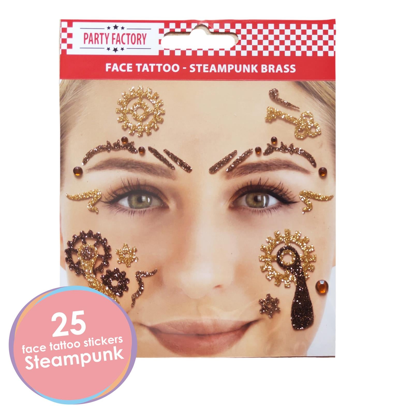 Face Tattoo steampunk gold brown glitter 2