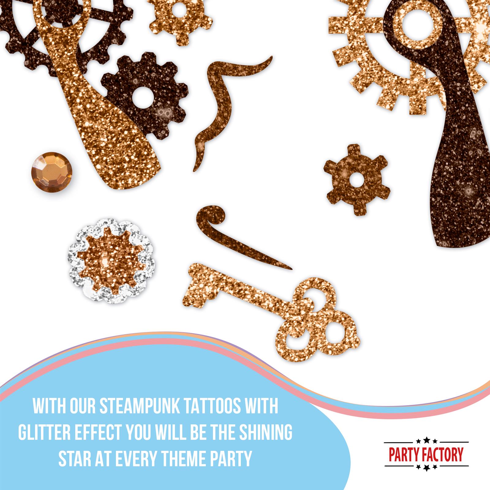 Face Tattoo steampunk gold brown glitter 5