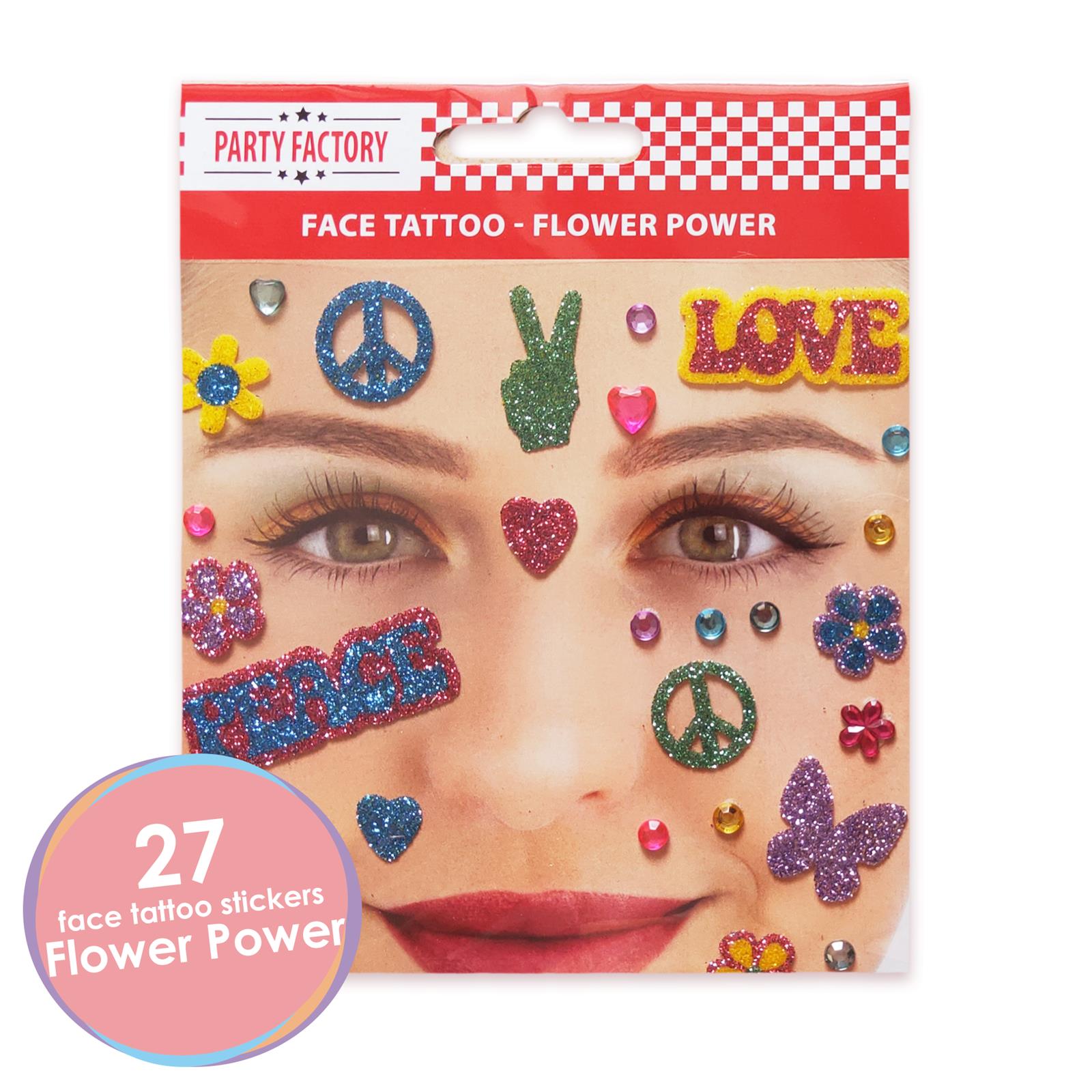 Face Tattoo flower power colorful glitter 2