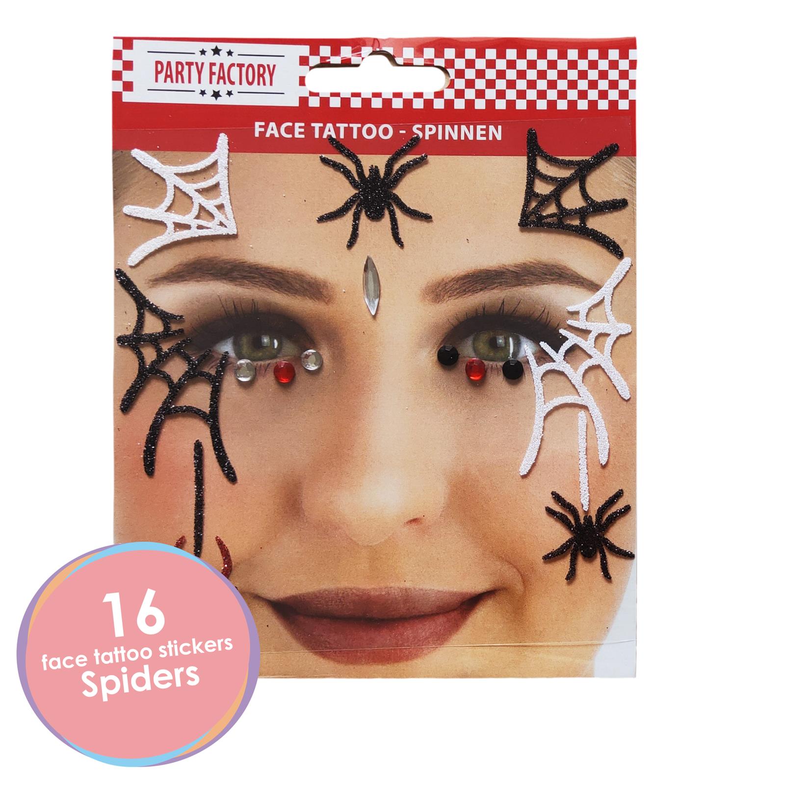 Face Tattoo spiders for Halloween silver black red glitter 2