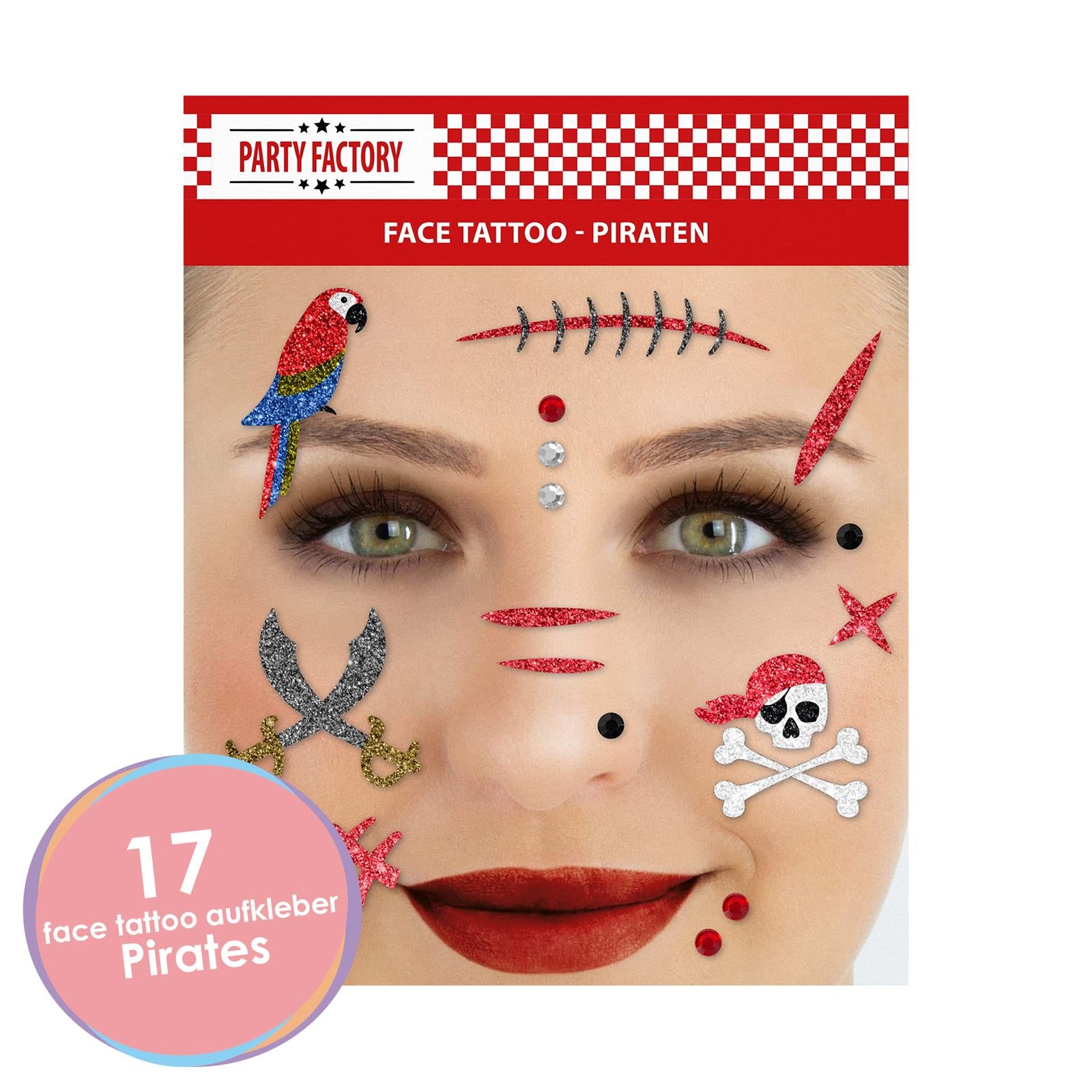 Face Tattoo pirates colorful glitter 2