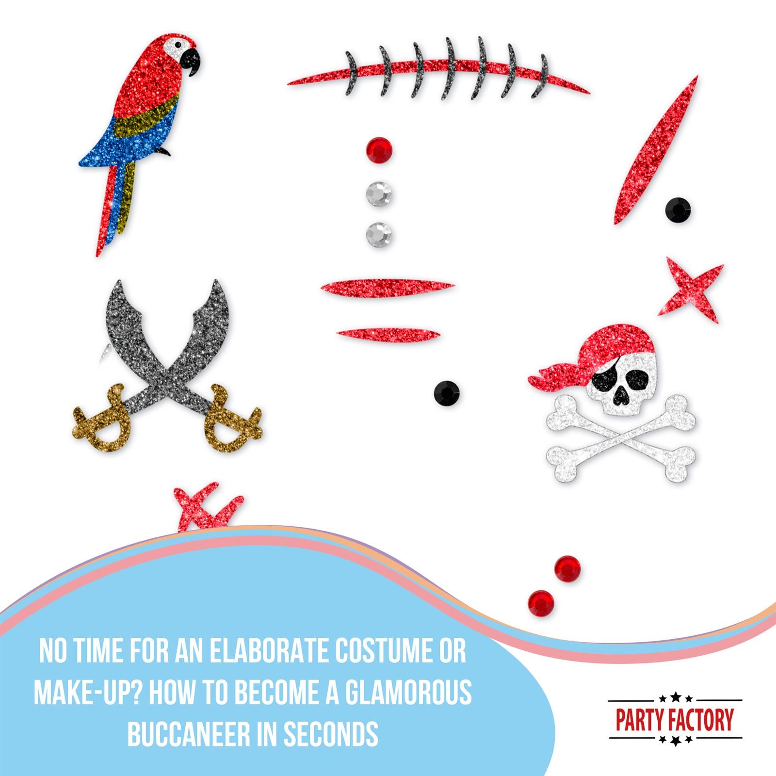 Face Tattoo pirates colorful glitter 3