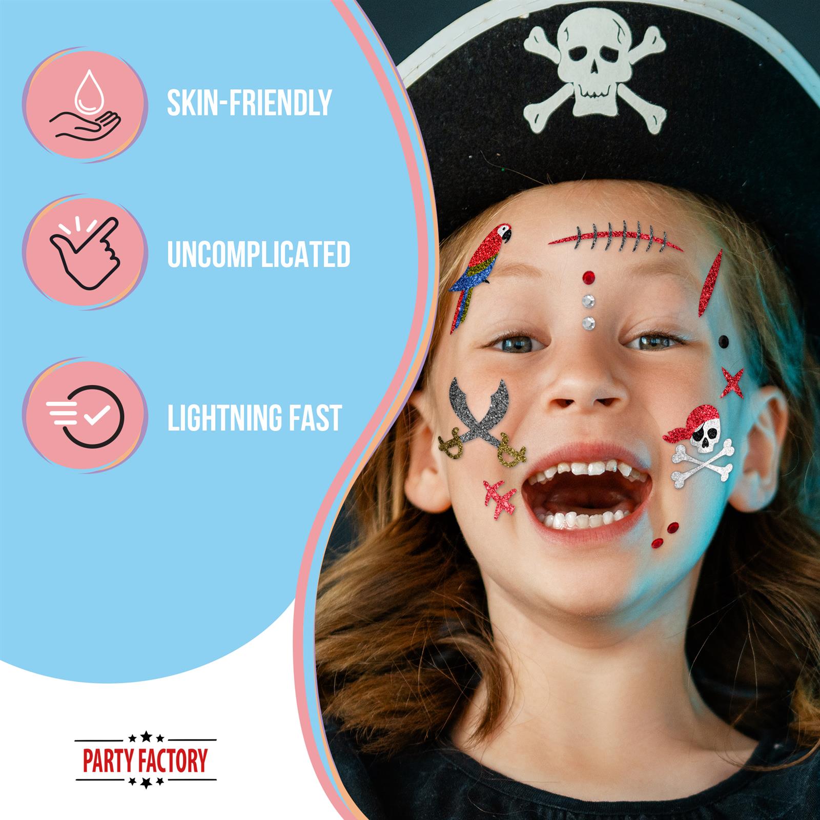 Face Tattoo pirates colorful glitter 4
