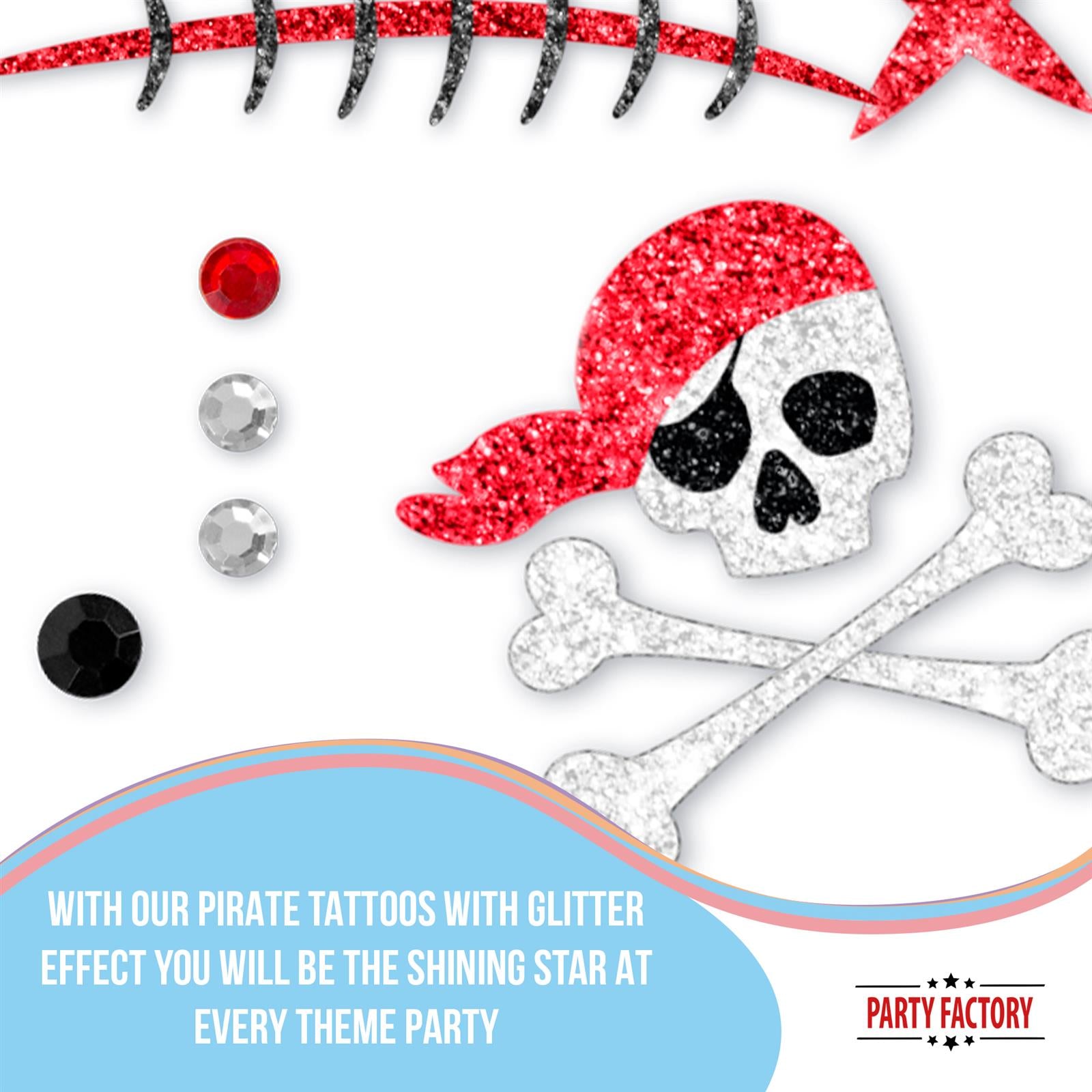 Face Tattoo pirates colorful glitter 5